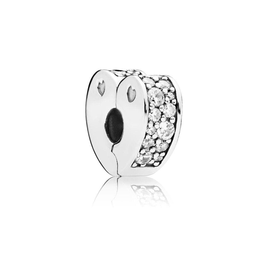 Pandora Clip a cuore con pavé