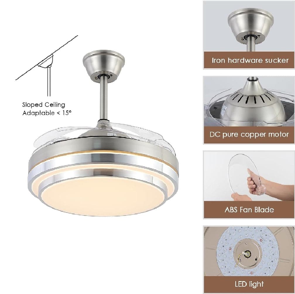 Ventilatore da Soffitto 68W Luce Led 4Pale Richiudibili Dimmerabile Telecomando in Ventilatori da soffitto con lampada Danyx - Casoria, commercioVirtuoso.it