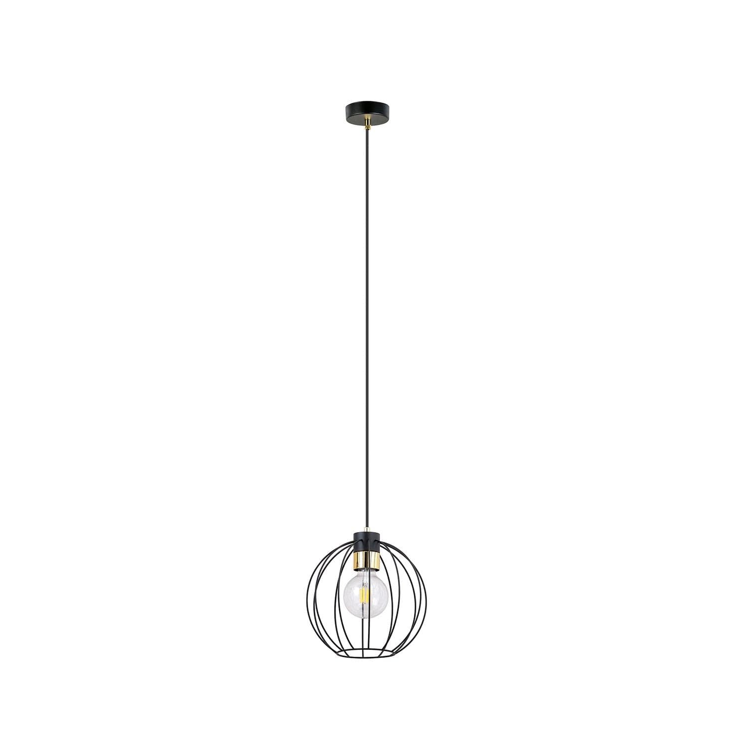 Sospensione Industriale 1 Luce Gino In Acciao Nero A Gabbia Con Oro in Lampade a sospensione LuceArt - Montecorvino Pugliano, commercioVirtuoso.it