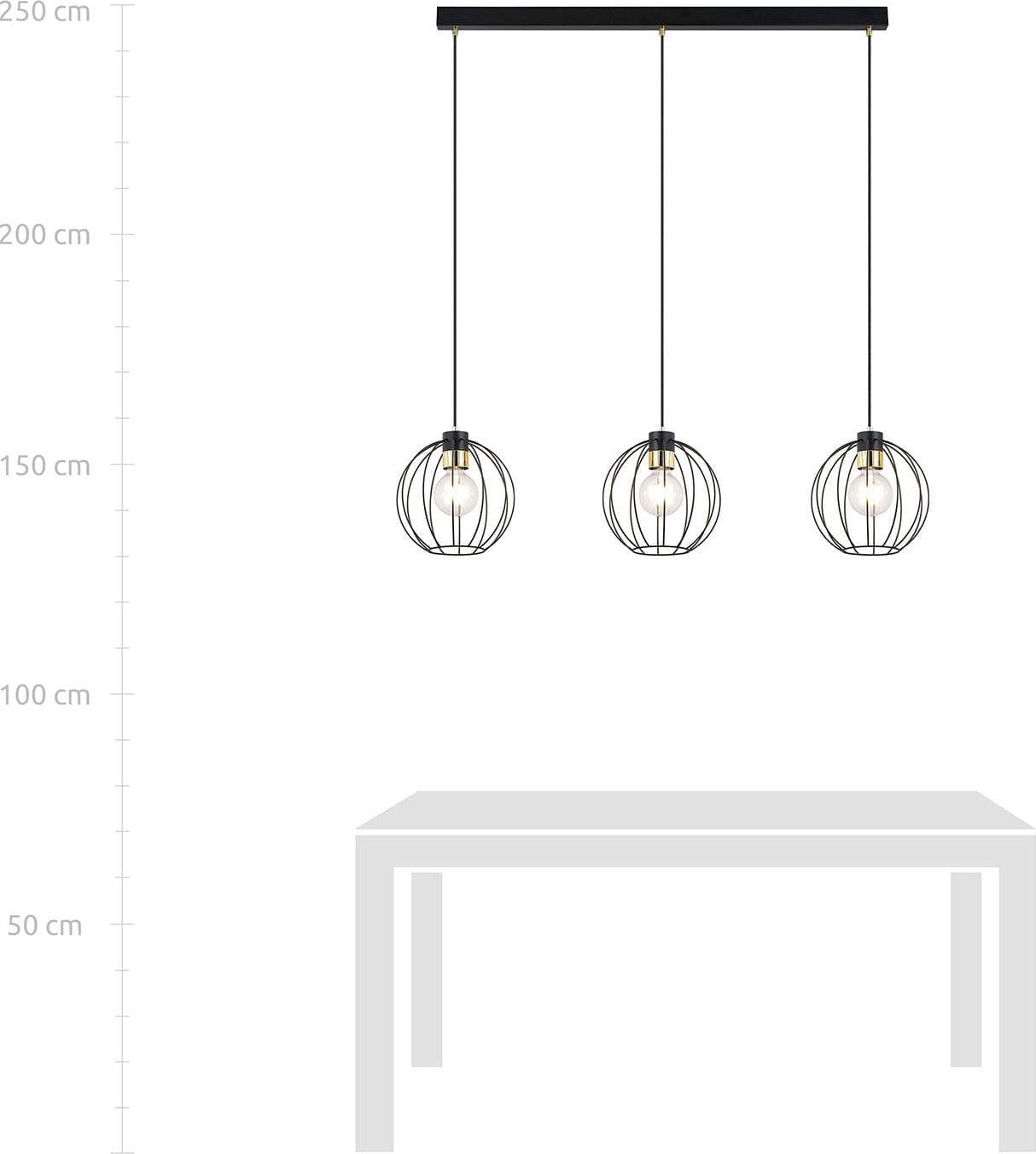 Sospensione Industrial 3 Luci Gino In Acciaio Nero A Paralumi Gabbia Con Oro in Lampade a sospensione LuceArt - Montecorvino Pugliano, commercioVirtuoso.it