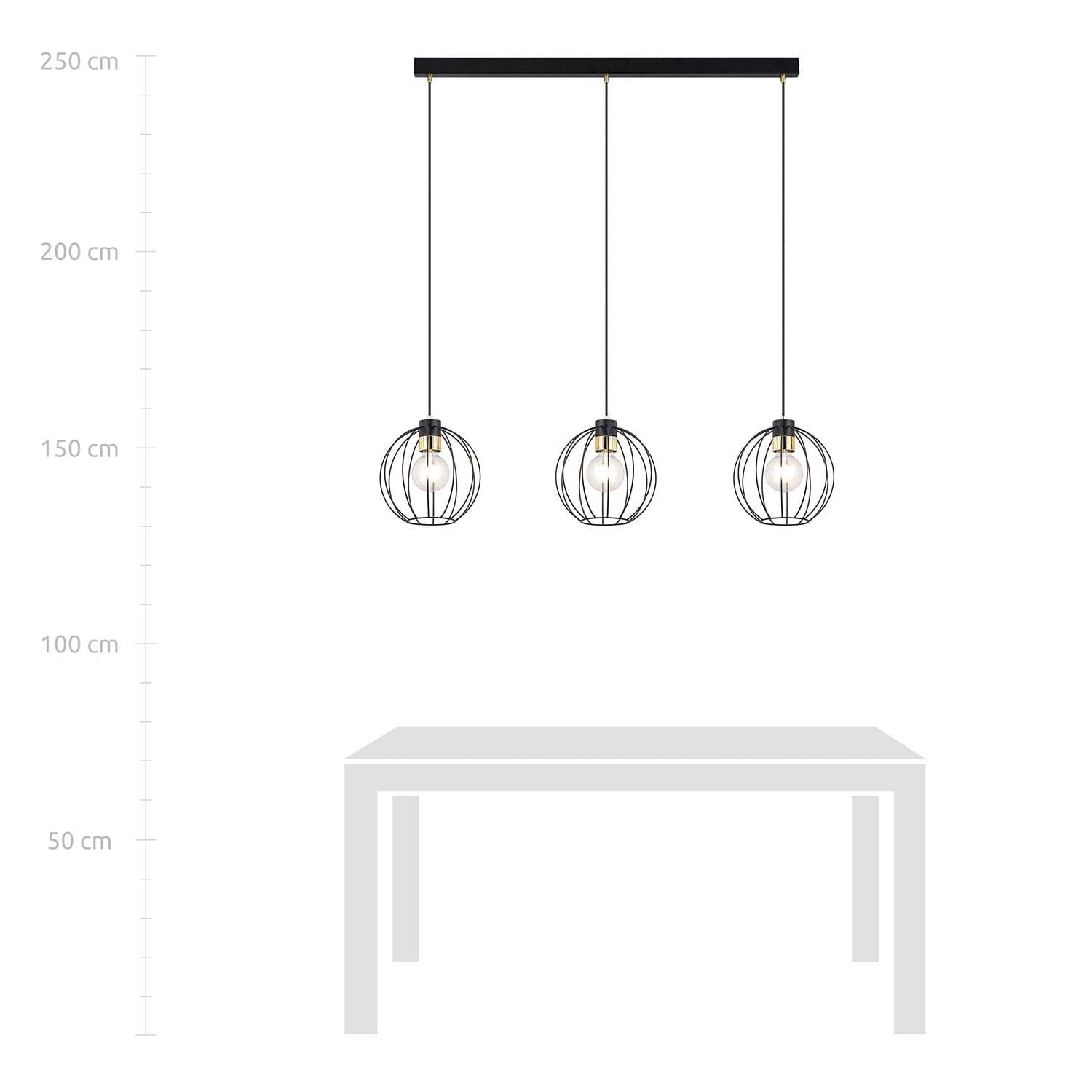 Sospensione Industrial 3 Luci Gino In Acciaio Nero A Paralumi Gabbia Con Oro in Lampade a sospensione LuceArt - Montecorvino Pugliano, commercioVirtuoso.it