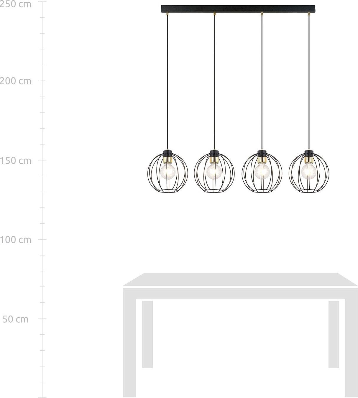 Sospensione Industrial 4 Luci Gino In Acciaio Nero A Paralumi Gabbia Con Oro in Lampade a sospensione LuceArt - Montecorvino Pugliano, commercioVirtuoso.it