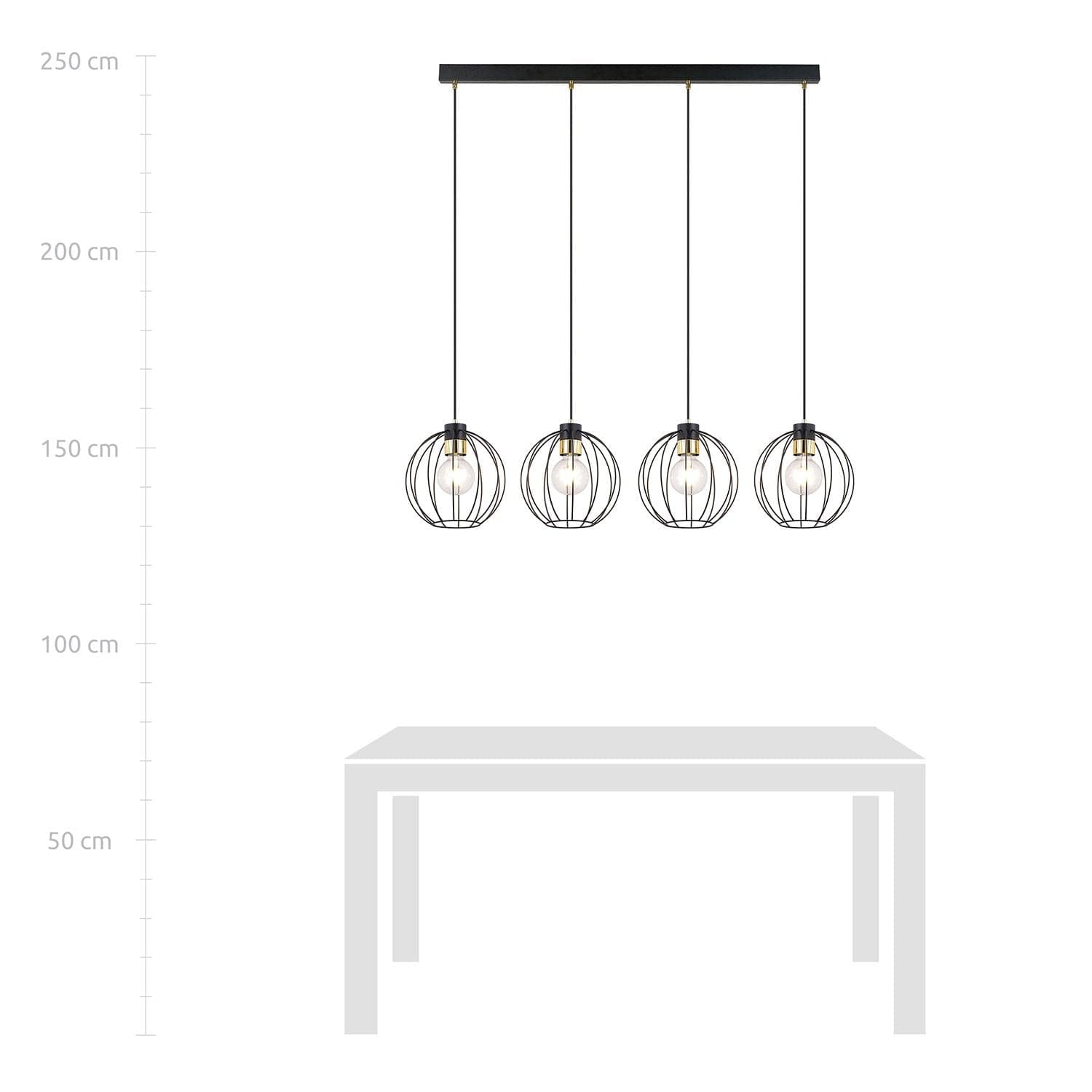 Sospensione Industrial 4 Luci Gino In Acciaio Nero A Paralumi Gabbia Con Oro in Lampade a sospensione LuceArt - Montecorvino Pugliano, commercioVirtuoso.it