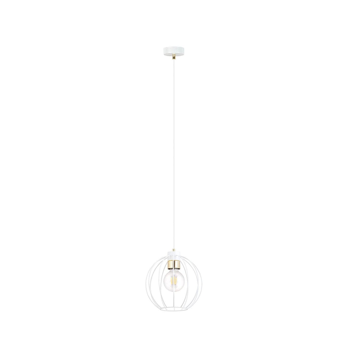 Sospensione Industriale 1 Luce Gino In Acciao Bianco A Gabbia Con Oro in Lampade a sospensione LuceArt - Montecorvino Pugliano, commercioVirtuoso.it
