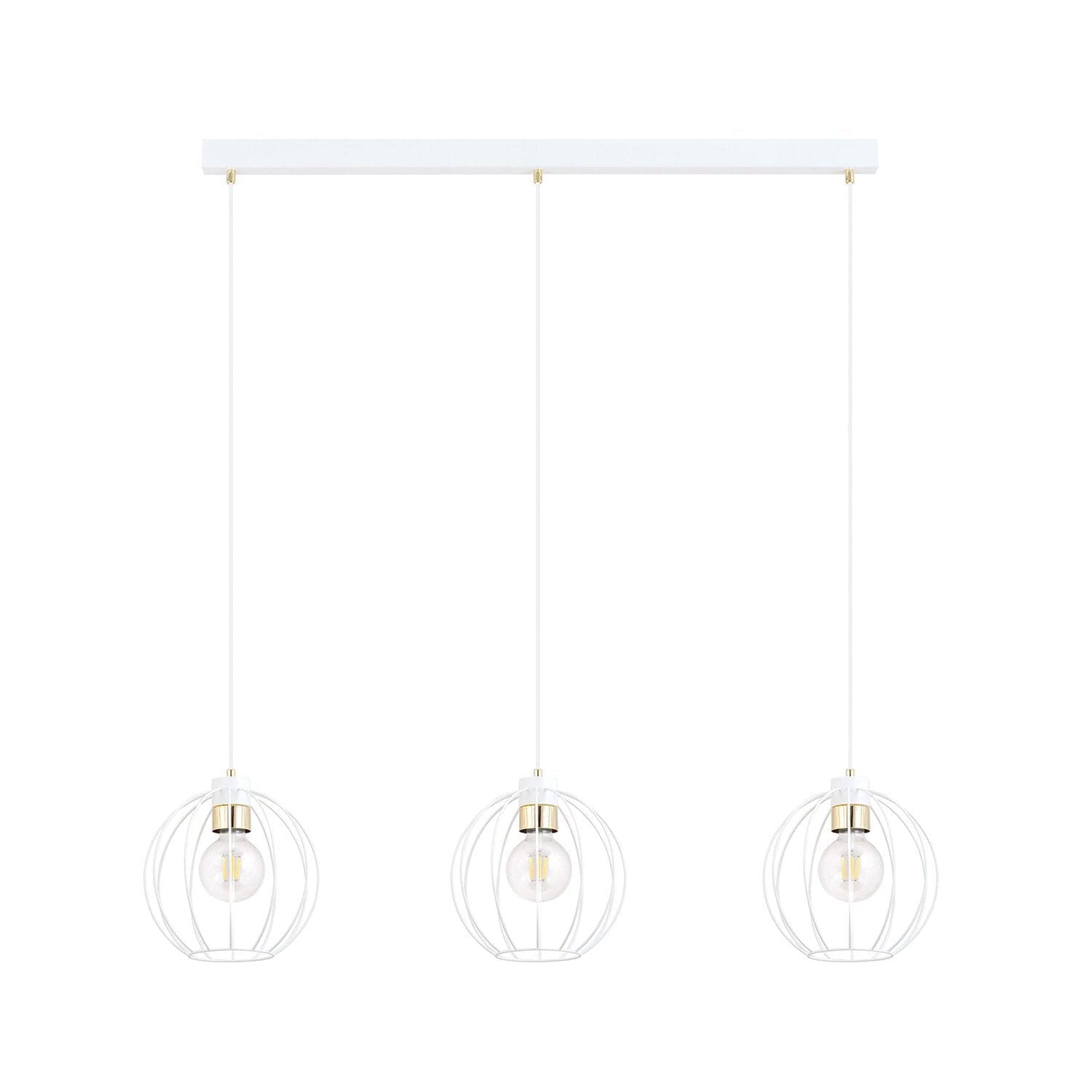 Sospensione Industrial 3 Luci Gino In Acciaio Bianco A Paralumi Gabbia Con Oro in Lampade a sospensione LuceArt - Montecorvino Pugliano, commercioVirtuoso.it