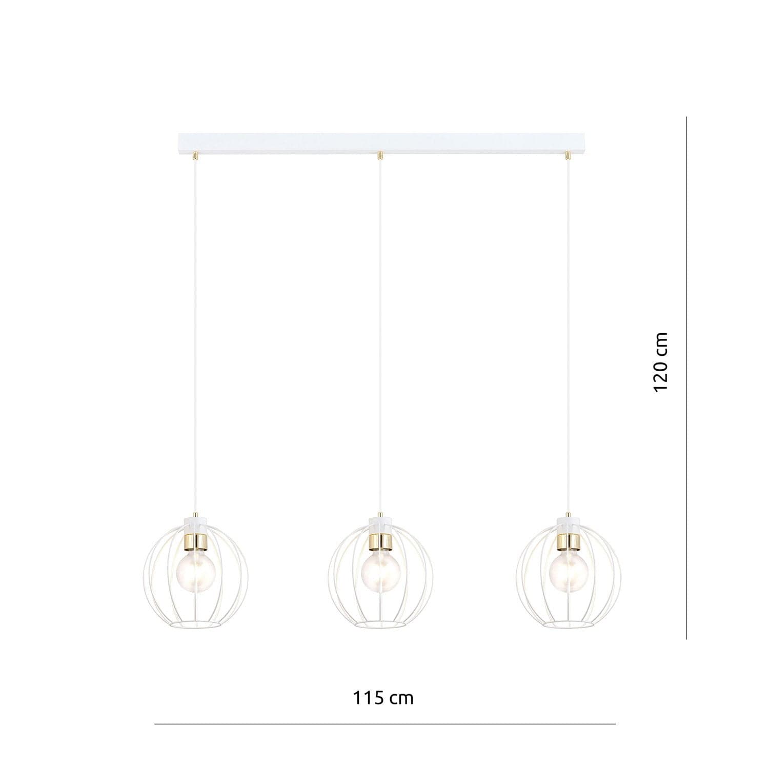 Sospensione Industrial 3 Luci Gino In Acciaio Bianco A Paralumi Gabbia Con Oro in Lampade a sospensione LuceArt - Montecorvino Pugliano, commercioVirtuoso.it