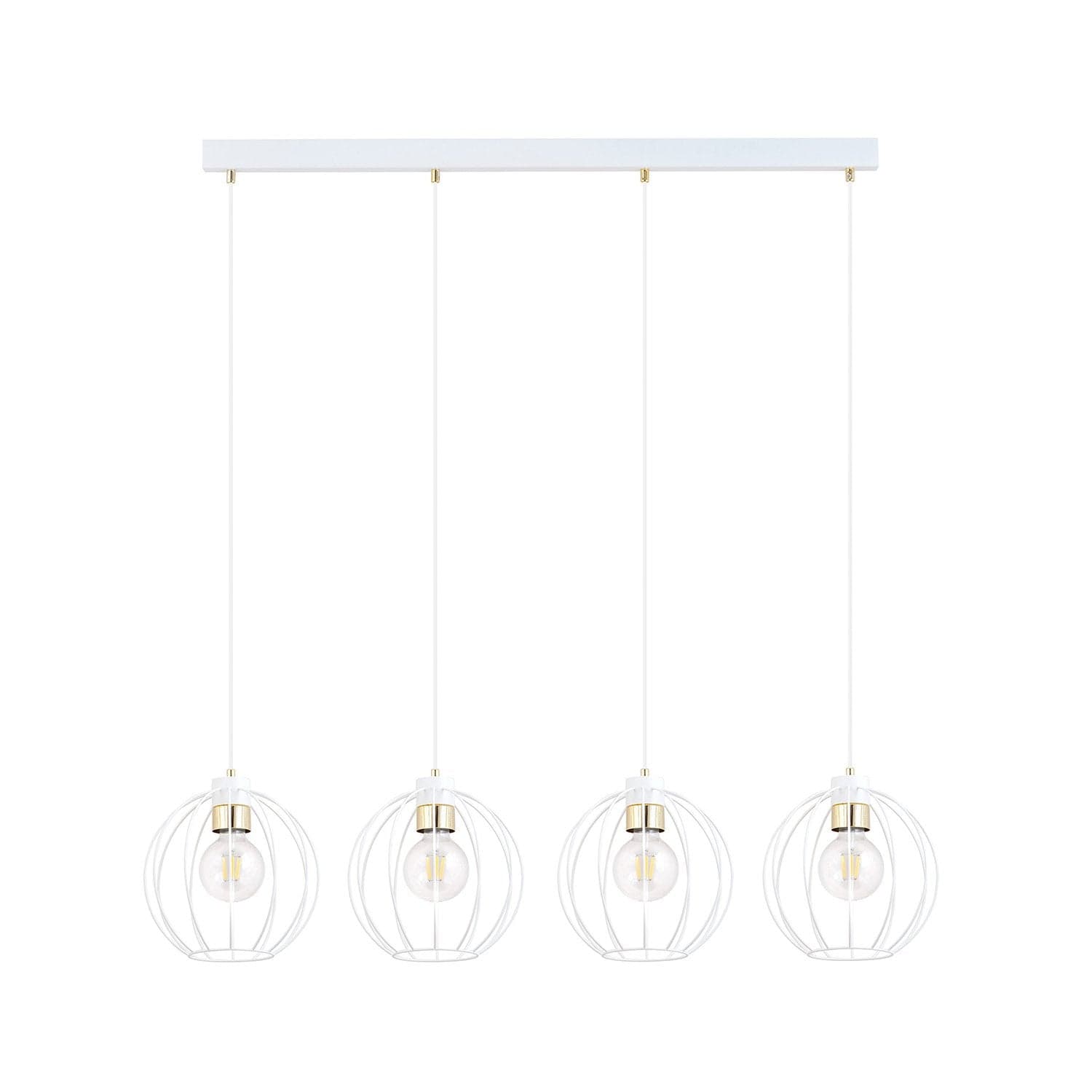 Sospensione Industrial 4 Luci Gino In Acciaio Bianco A Paralumi Gabbia Con Oro in Lampade a sospensione LuceArt - Montecorvino Pugliano, commercioVirtuoso.it