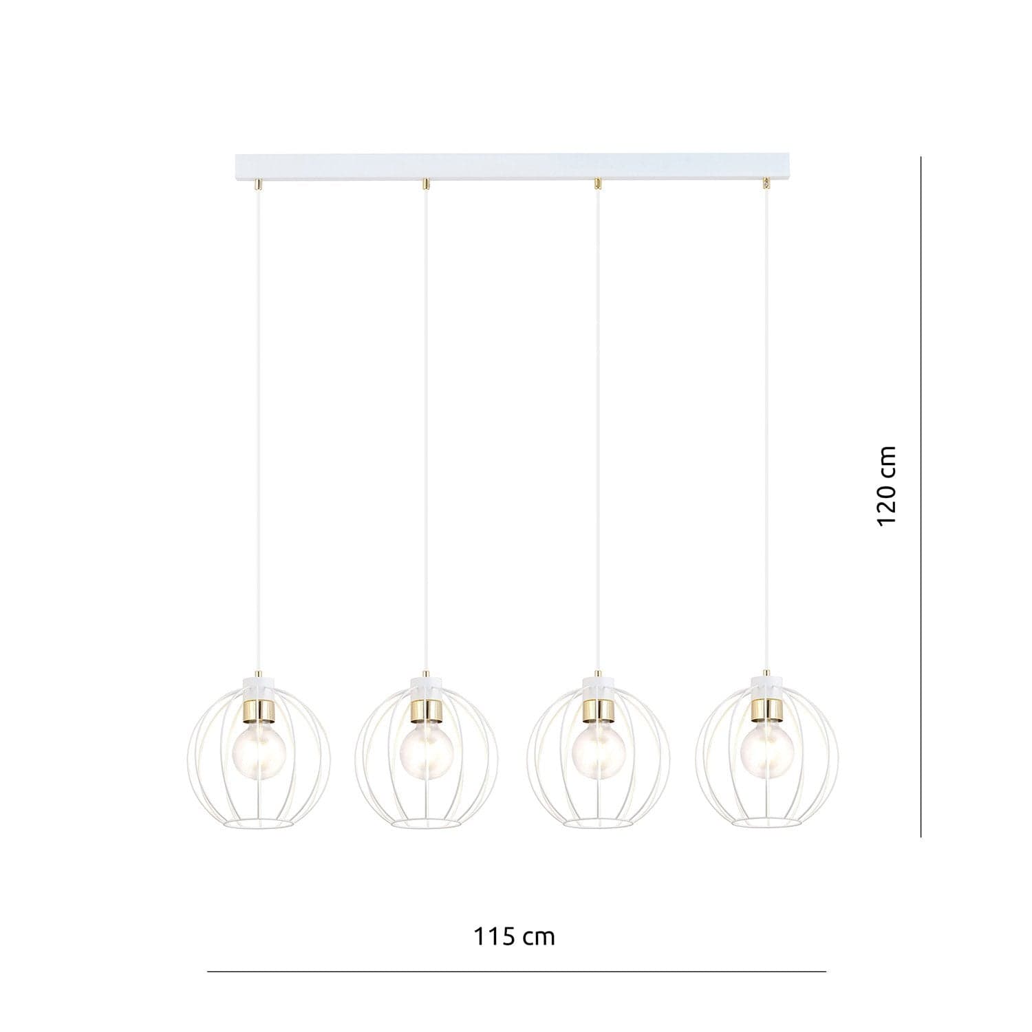 Sospensione Industrial 4 Luci Gino In Acciaio Bianco A Paralumi Gabbia Con Oro in Lampade a sospensione LuceArt - Montecorvino Pugliano, commercioVirtuoso.it