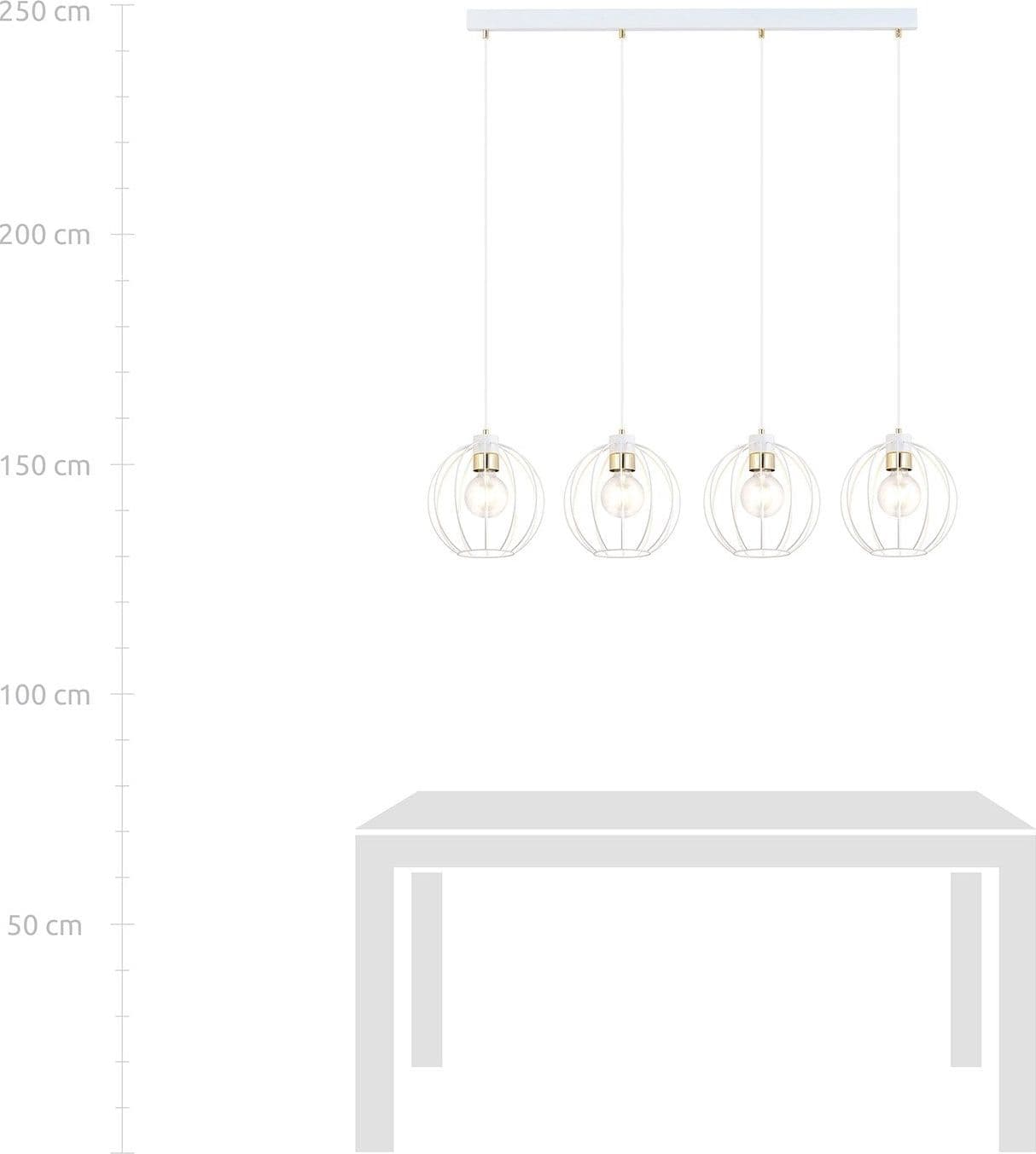 Sospensione Industrial 4 Luci Gino In Acciaio Bianco A Paralumi Gabbia Con Oro in Lampade a sospensione LuceArt - Montecorvino Pugliano, commercioVirtuoso.it