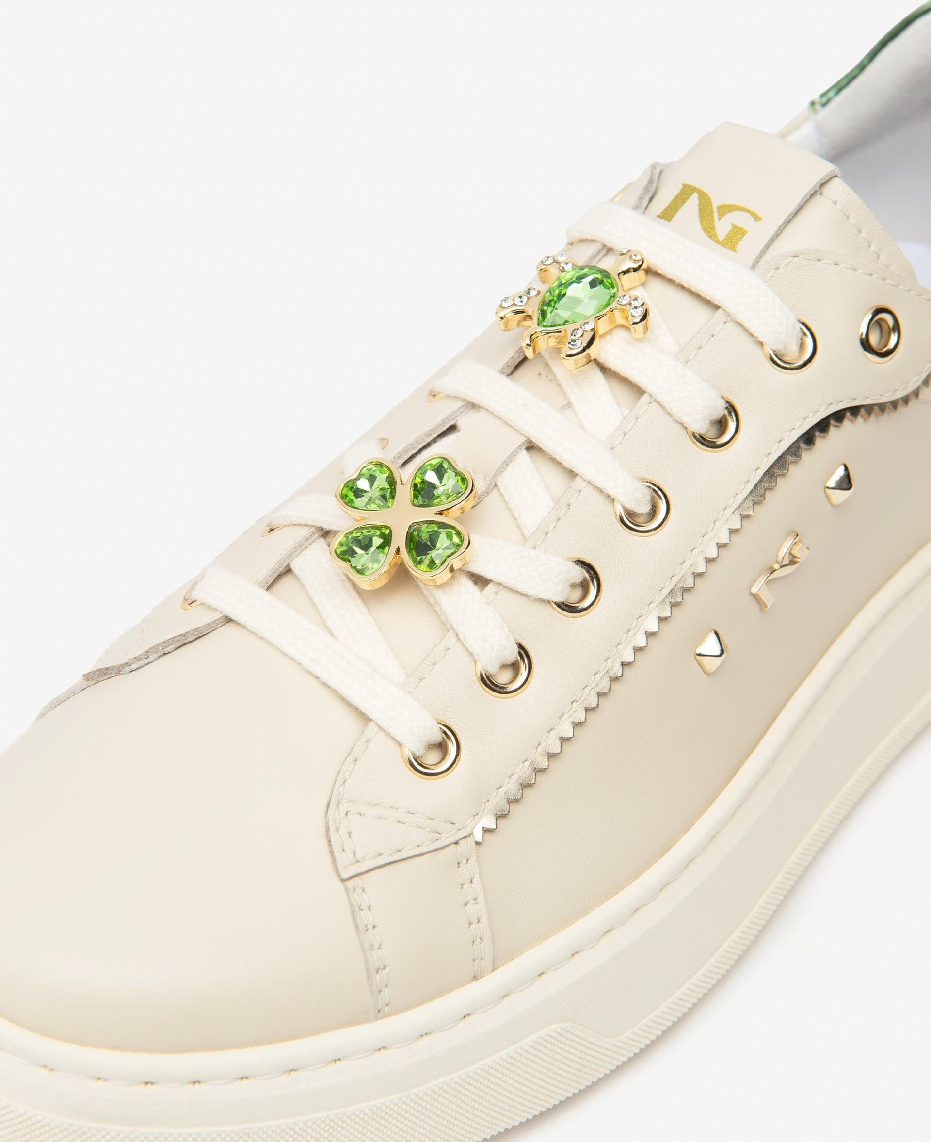 Nero Giardini sneakers donna in pelle milk con accessorio I514171D710 in Sneaker casual Teresi Calzature - Marsala, commercioVirtuoso.it
