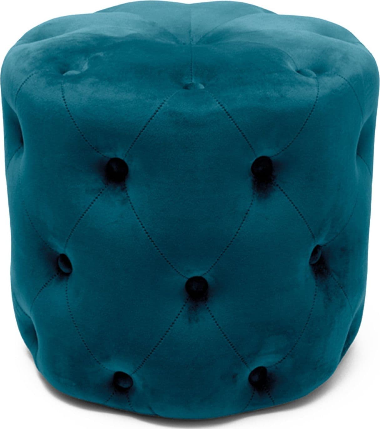 Pouf imbottito tondo, seduta in velluto per arredamento moderno h 41 cm – Verde – Silani