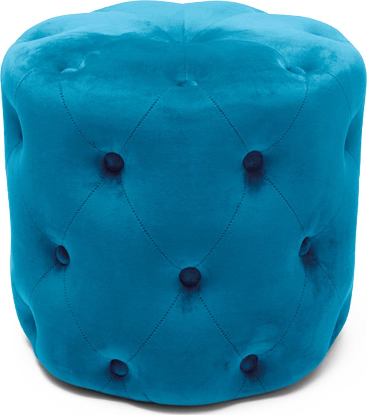 Pouf imbottito tondo, seduta in velluto per arredamento moderno h 41 cm – Blu – Silani