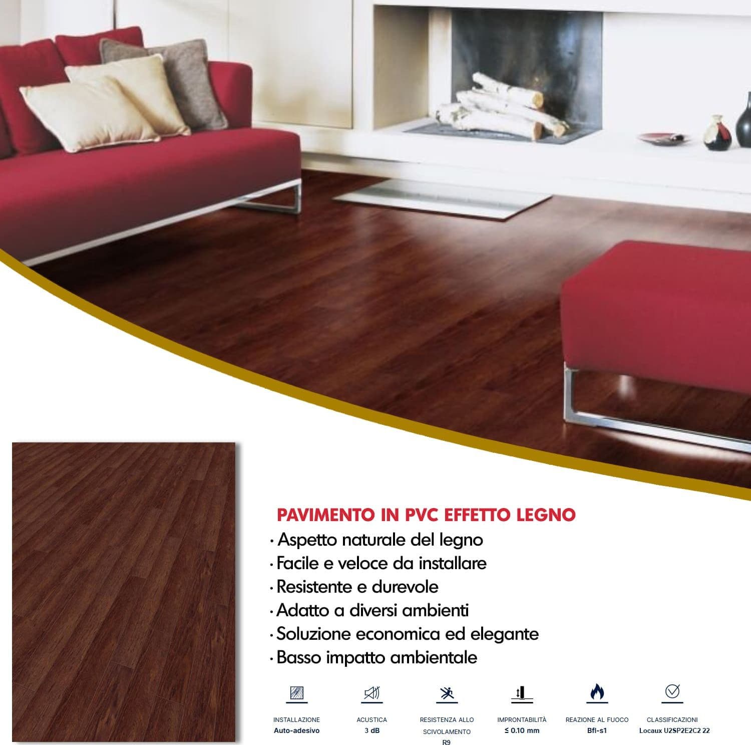 Pavimento Pvc Adesivo Effetto Legno - Listoni finto Parquet Laminato 15.2x91.4cm spessore 2.0mm pacchi da 2.20mq in Pavimenti di PVC Masterbrico - Longobardi, commercioVirtuoso.it