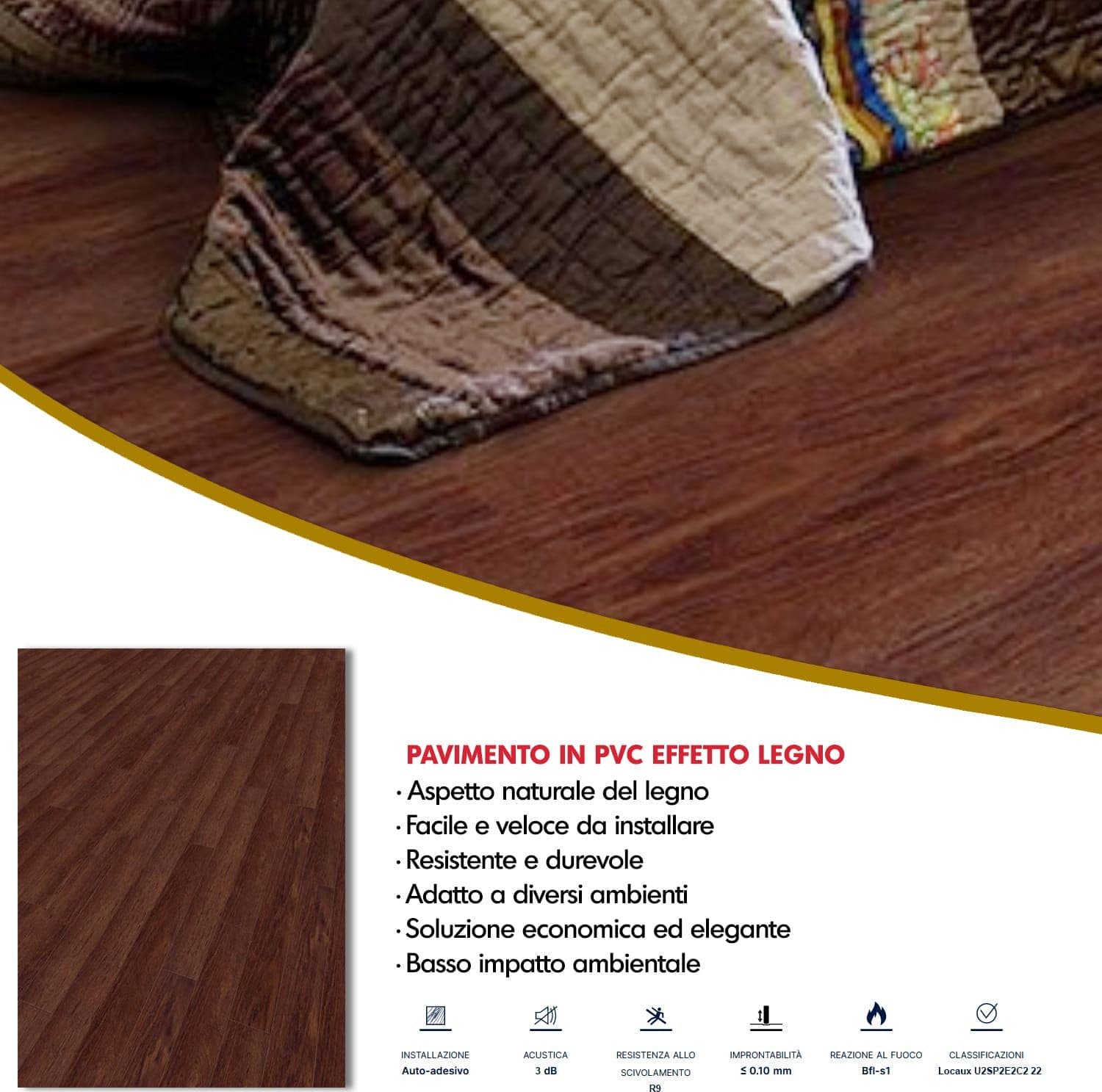 Pavimento Pvc Adesivo Effetto Legno - Listoni finto Parquet Laminato 15.2x91.4cm spessore 2.0mm pacchi da 2.20mq in Pavimenti di PVC Masterbrico - Longobardi, commercioVirtuoso.it