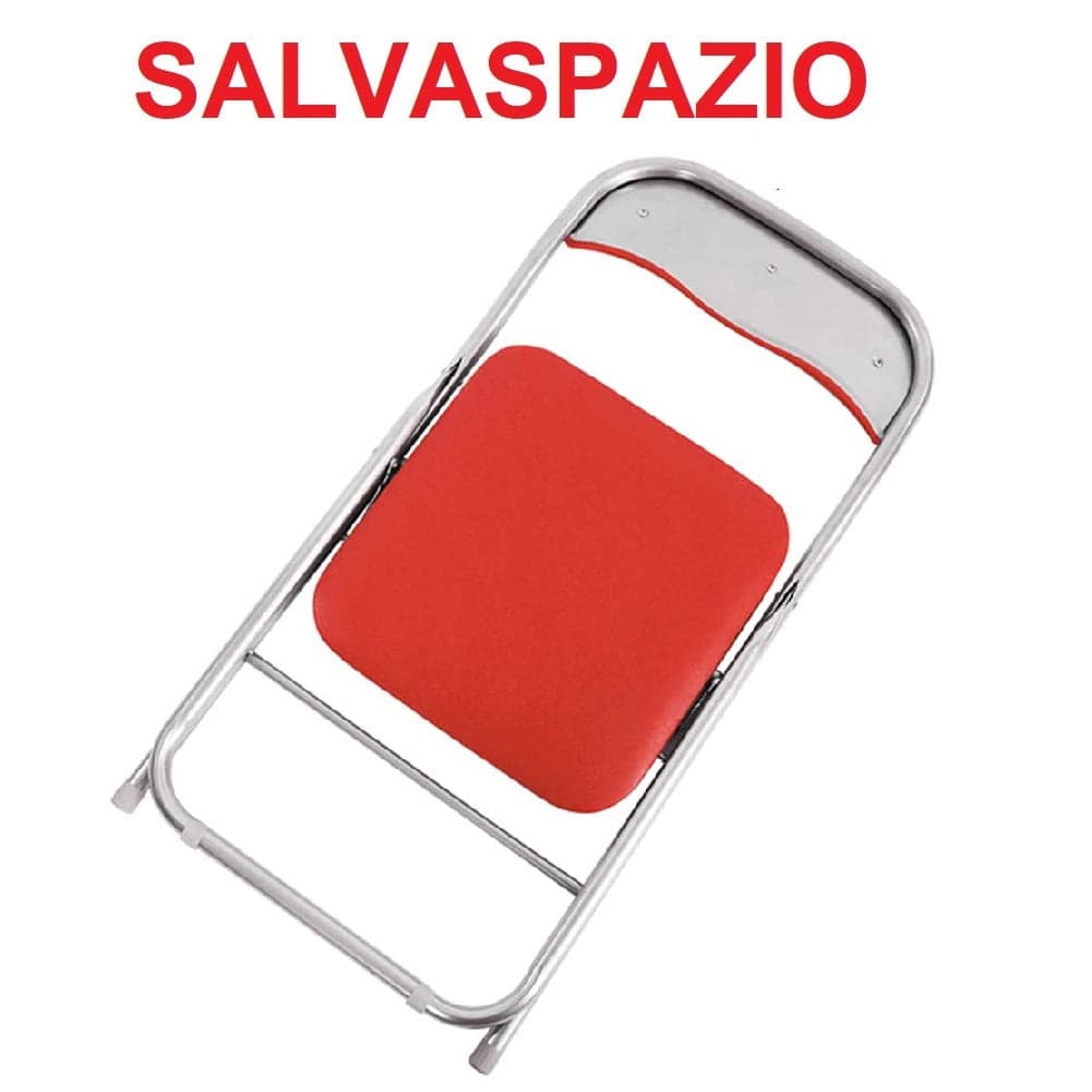 Set 6 Pezzi Sedie Imbottite Pieghevoli Colore Rosso Struttura Silver Sedia Metal in Sedie pieghevoli Danyx - Casoria, commercioVirtuoso.it