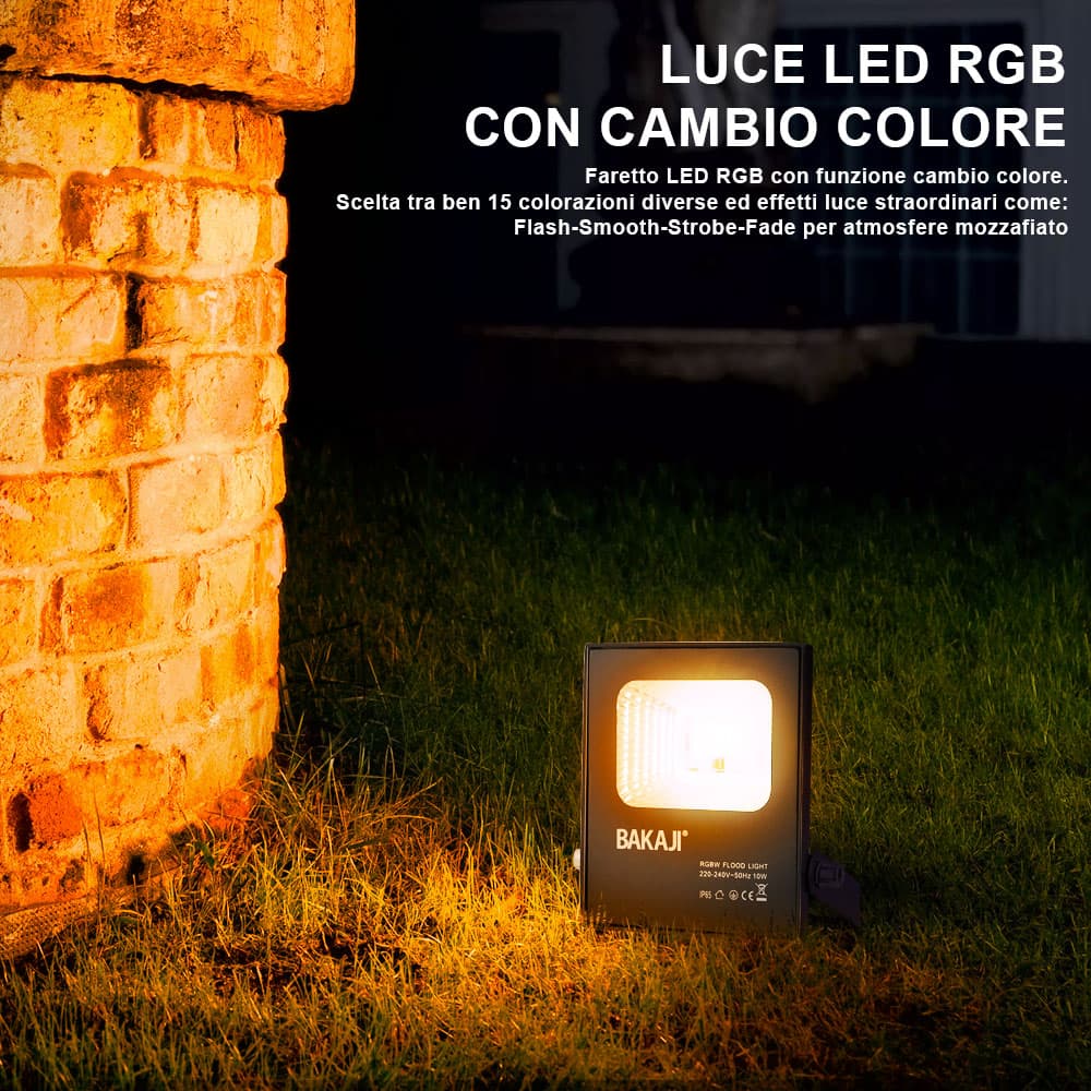 Faro LED RGB 30W Luce Regolabile Esterno IP65 con Telecomando e Effetti Speciali in Proiettori Danyx - Casoria, commercioVirtuoso.it