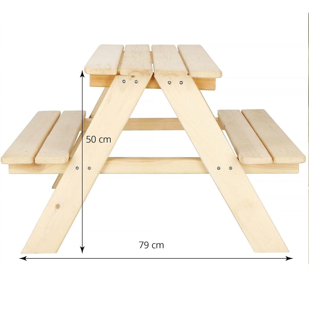 Tavolo con Panchine per Bambini Legno da Giardino Picnic Esterno Resistente 90x79cm in Set tavolo e sedie Danyx - Casoria, commercioVirtuoso.it