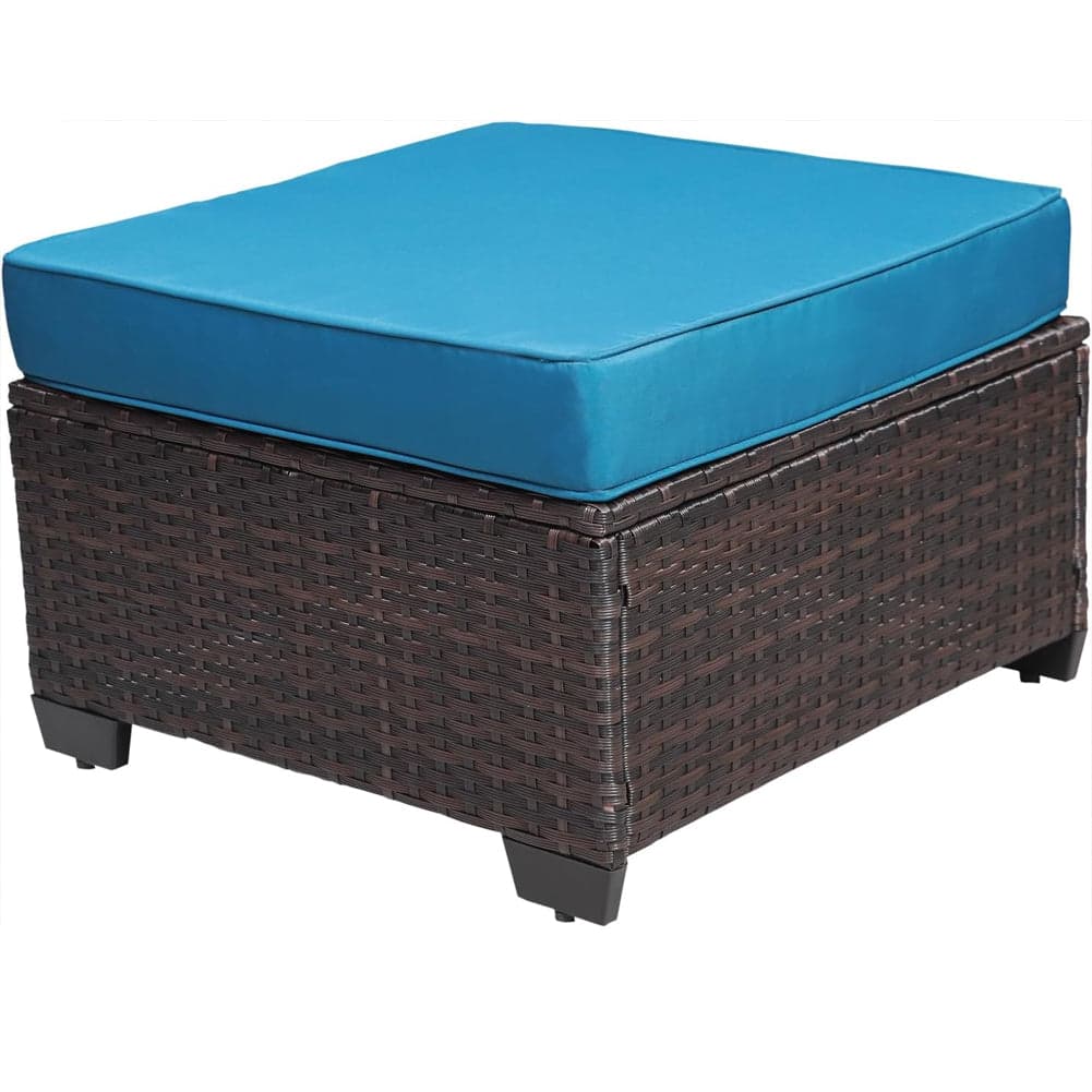 Set Divano Modulabile da Giardino in Polyrattan Cuscini Sfoderabili Blu Tavolino in Divanetti Danyx - Casoria, commercioVirtuoso.it