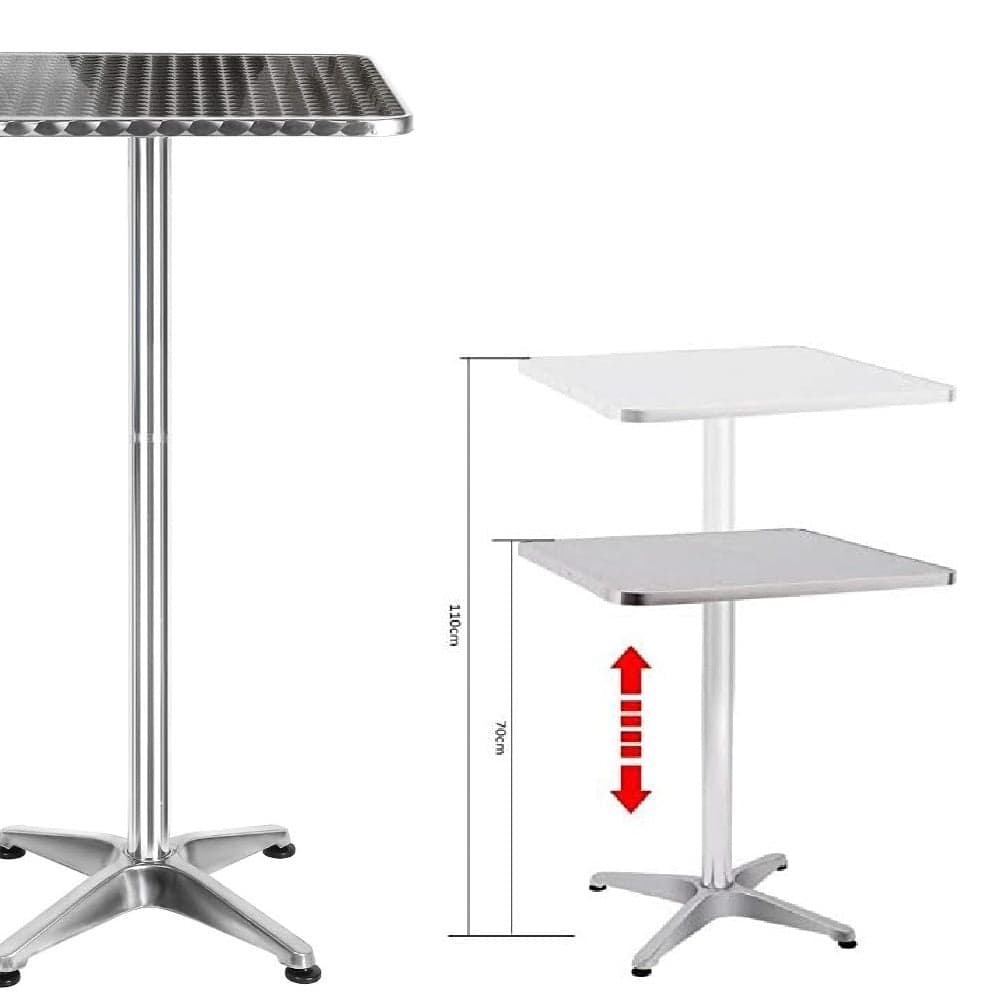 Tavolo Bar Bistrot 60cm Altezza Regolabile 70-110cm In Alluminio e Acciaio Silver in Tavoli da bar Danyx - Casoria, commercioVirtuoso.it