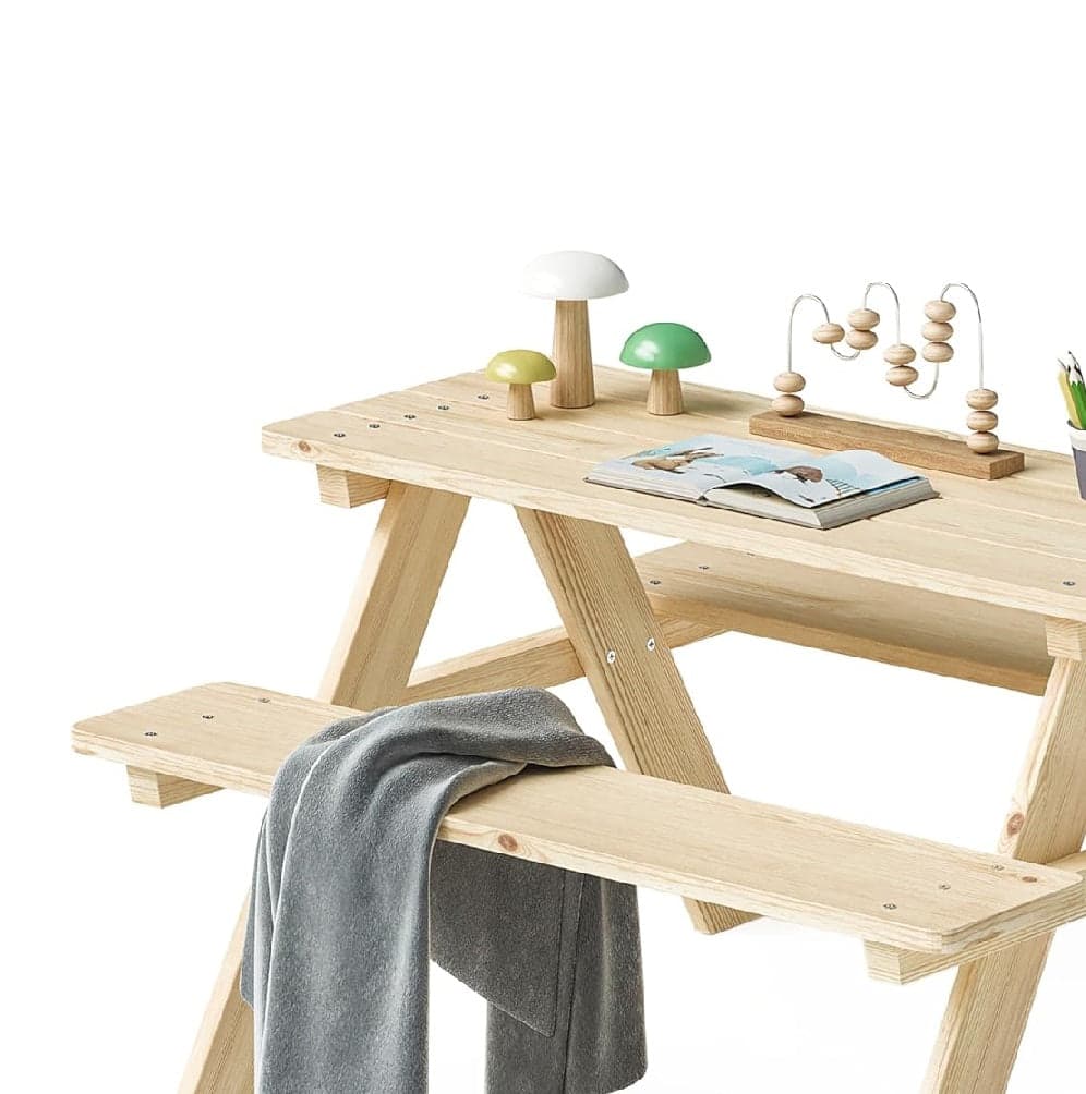 Tavolo con Panchine per Bambini Legno da Giardino Picnic Esterno Resistente 90x79cm in Set tavolo e sedie Danyx - Casoria, commercioVirtuoso.it