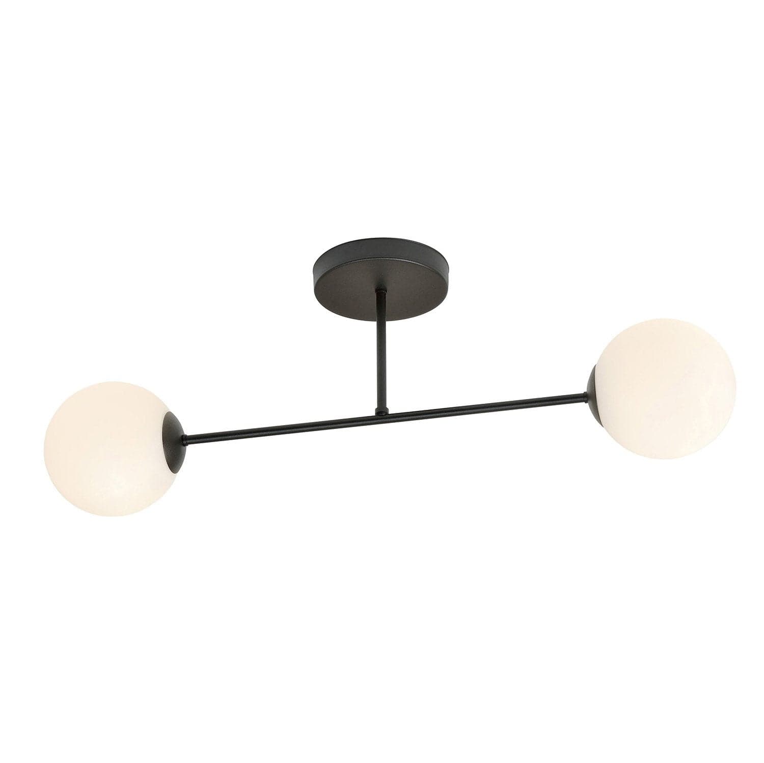 Plafoniera Moderna Roma 2 Luci In Acciao Nero E Sfere In Vetro Bianco in Plafoniere LuceArt - Montecorvino Pugliano, commercioVirtuoso.it
