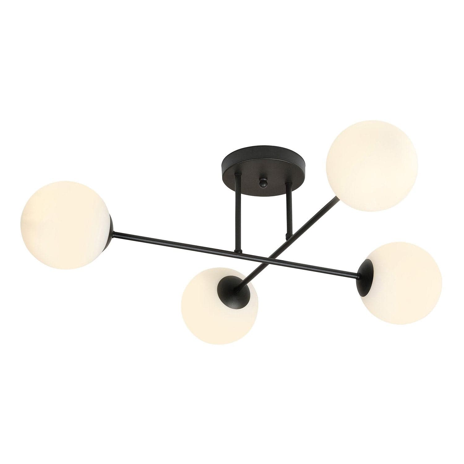 Plafoniera Moderna Roma 4 Luci In Acciao Nero E Sfere In Vetro Bianco in Lampade a sospensione LuceArt - Montecorvino Pugliano, commercioVirtuoso.it