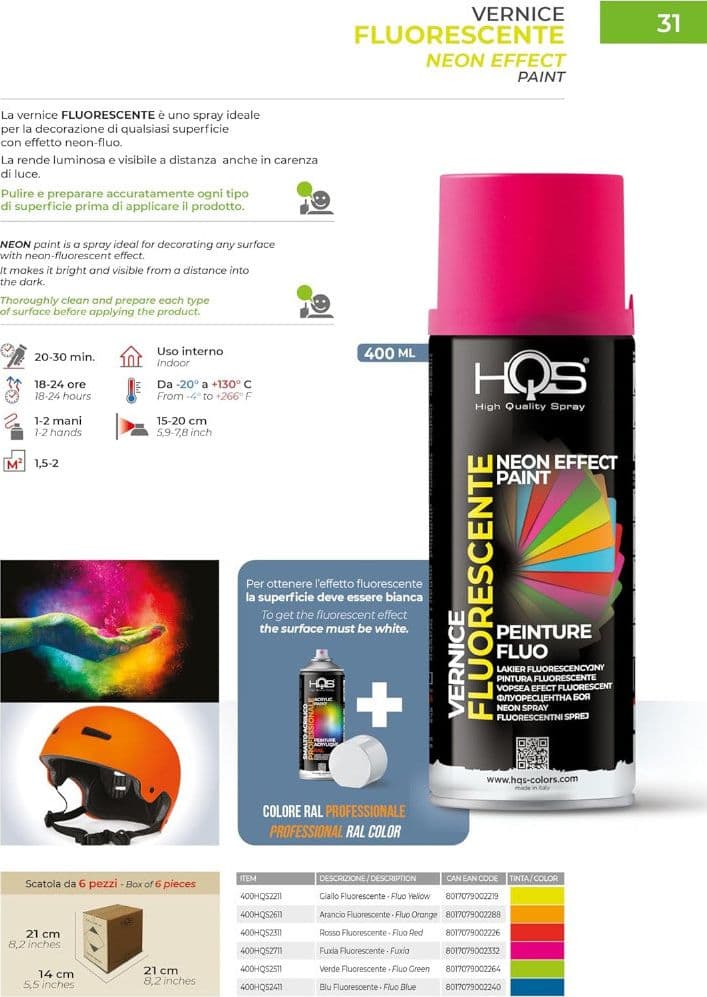 HQS Bomboletta di Vernice Spray Fluorescente 400 ml in Vernice a spray Masterbrico - Longobardi, commercioVirtuoso.it