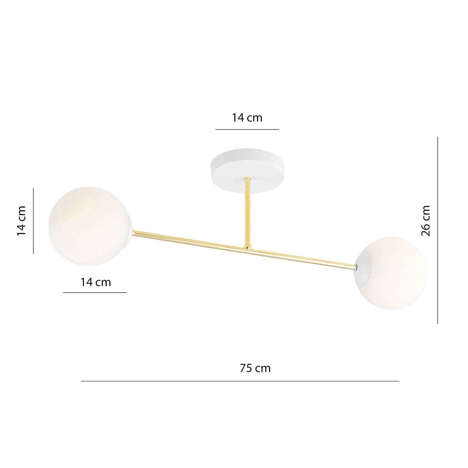 Plafoniera Moderna Magnium 2 Luci In Acciao Oro E Sfere In Vetro Bianco in Lampadari LuceArt - Montecorvino Pugliano, commercioVirtuoso.it