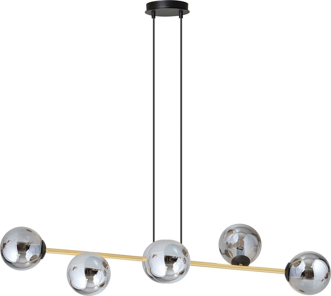 Sospensione Contemporanea Gravity 6 Luci In Acciaio Oro E Sfere In Vetro Fumè in Lampade a sospensione LuceArt - Montecorvino Pugliano, commercioVirtuoso.it