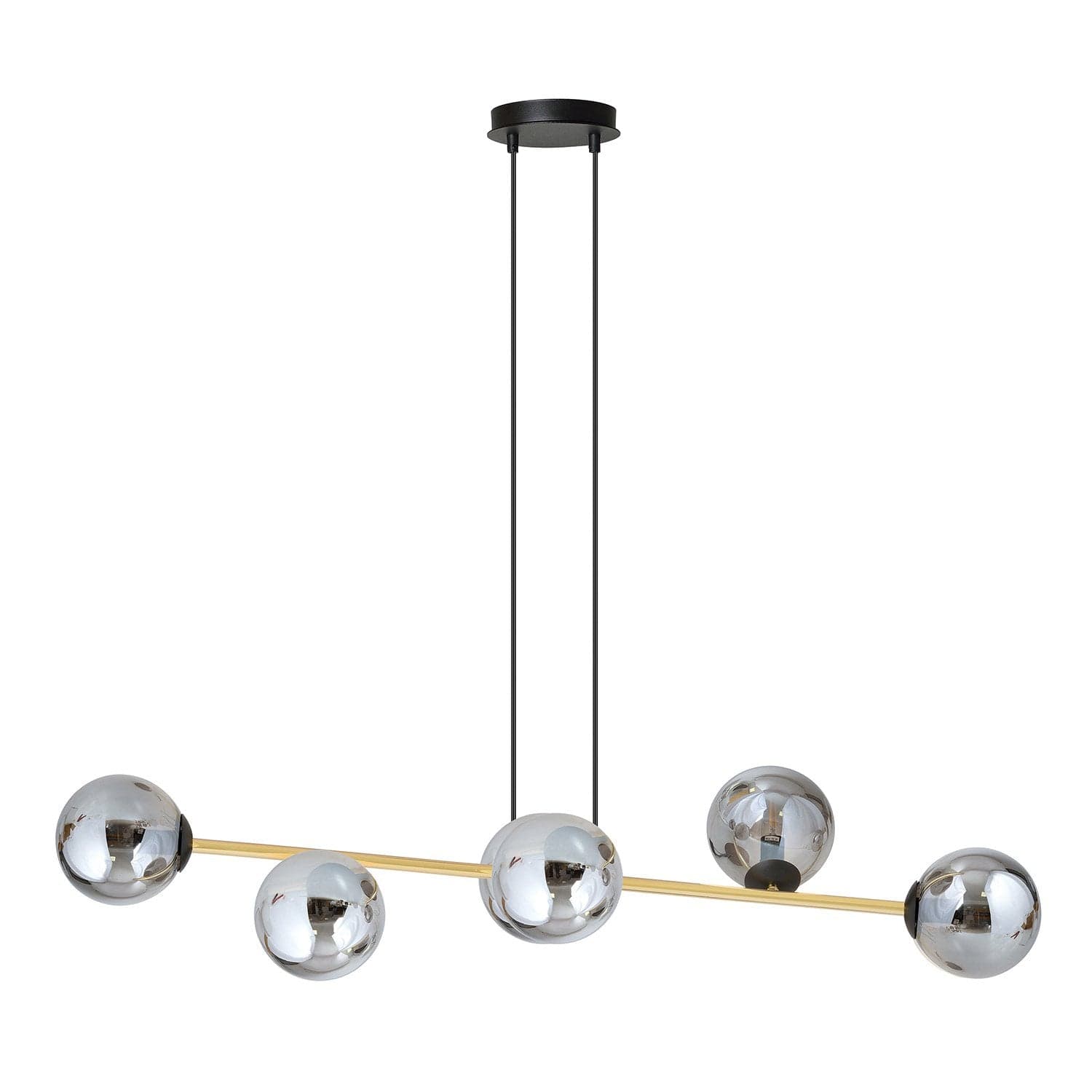 Sospensione Contemporanea Gravity 6 Luci In Acciaio Oro E Sfere In Vetro Fumè in Lampade a sospensione LuceArt - Montecorvino Pugliano, commercioVirtuoso.it
