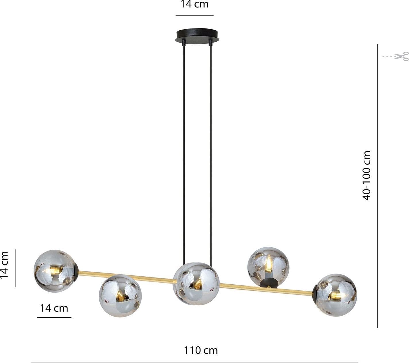 Sospensione Contemporanea Gravity 6 Luci In Acciaio Oro E Sfere In Vetro Fumè in Lampade a sospensione LuceArt - Montecorvino Pugliano, commercioVirtuoso.it
