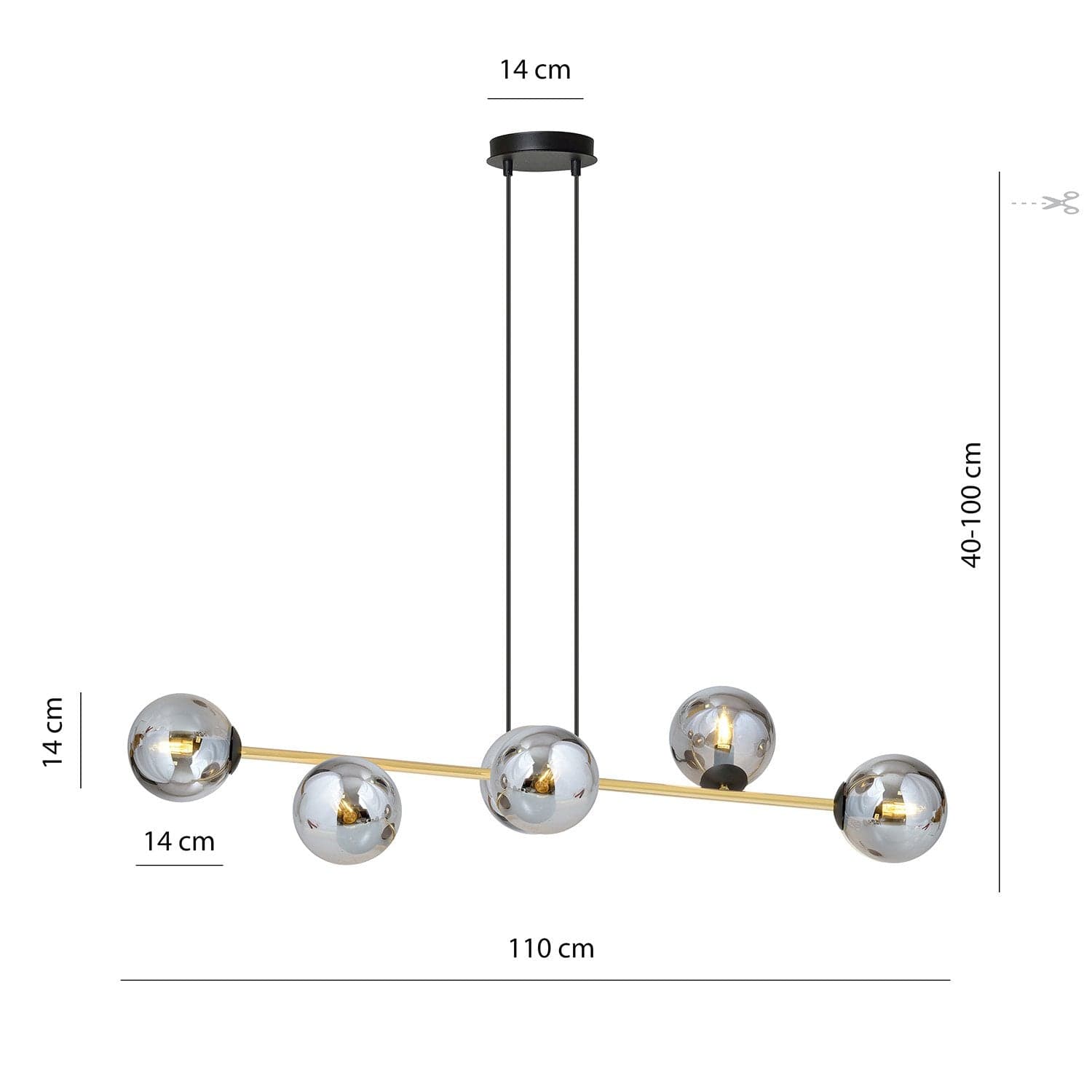 Sospensione Contemporanea Gravity 6 Luci In Acciaio Oro E Sfere In Vetro Fumè in Lampade a sospensione LuceArt - Montecorvino Pugliano, commercioVirtuoso.it