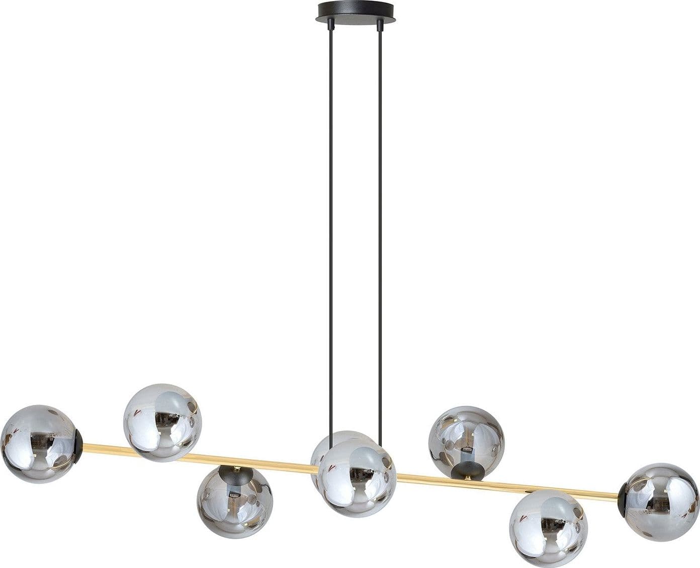 Sospensione Contemporanea Gravity 8 Luci In Acciaio Oro E Sfere In Vetro Fumè in Lampade a sospensione LuceArt - Montecorvino Pugliano, commercioVirtuoso.it