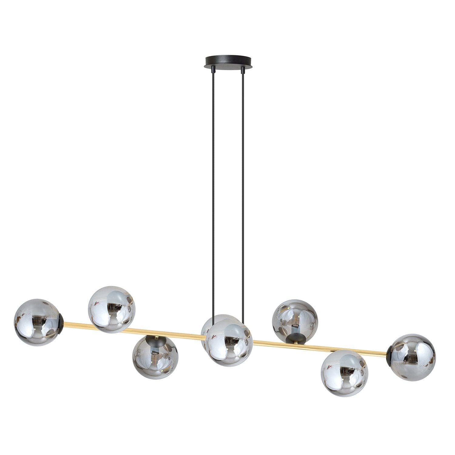 Sospensione Contemporanea Gravity 8 Luci In Acciaio Oro E Sfere In Vetro Fumè in Lampade a sospensione LuceArt - Montecorvino Pugliano, commercioVirtuoso.it