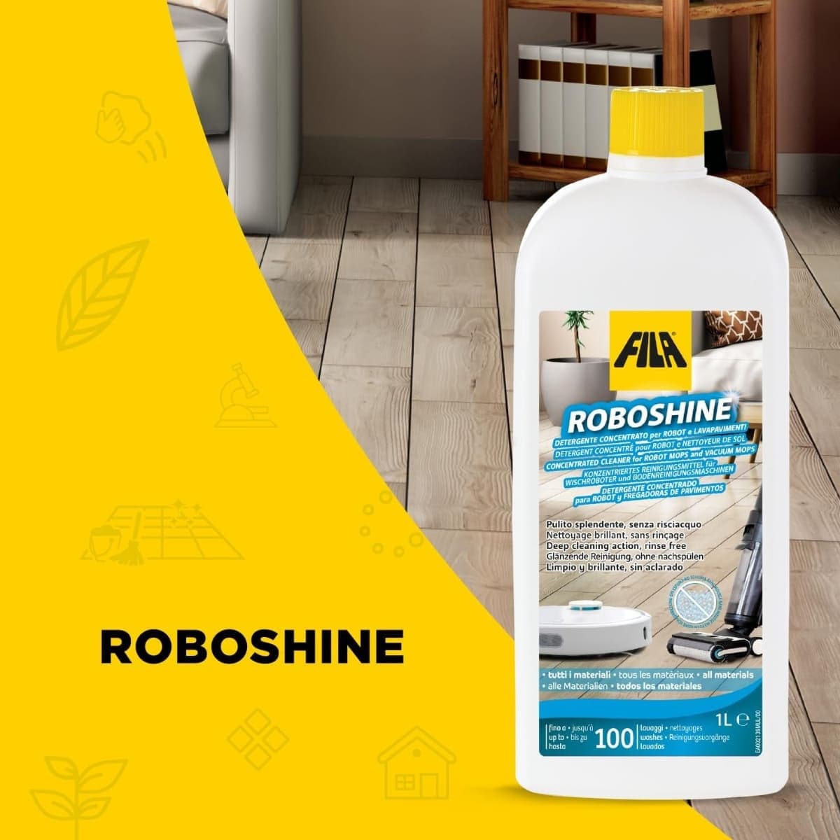Fila ROBOSHINE lt.1Detergente Concentrato per Robot Lavapavimenti in Aspirapolvere robot Masterbrico - Longobardi, commercioVirtuoso.it