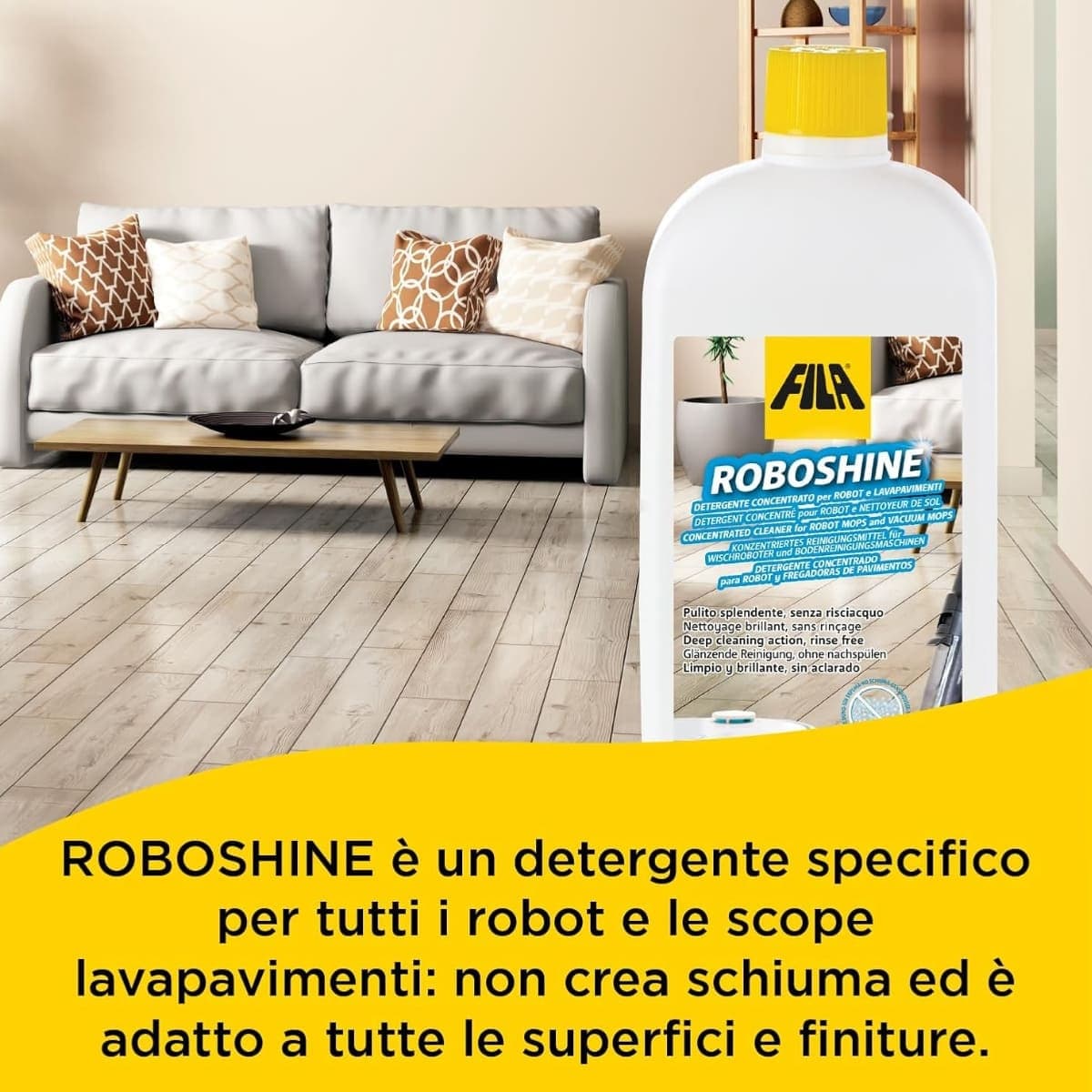 Fila ROBOSHINE lt.1Detergente Concentrato per Robot Lavapavimenti in Aspirapolvere robot Masterbrico - Longobardi, commercioVirtuoso.it