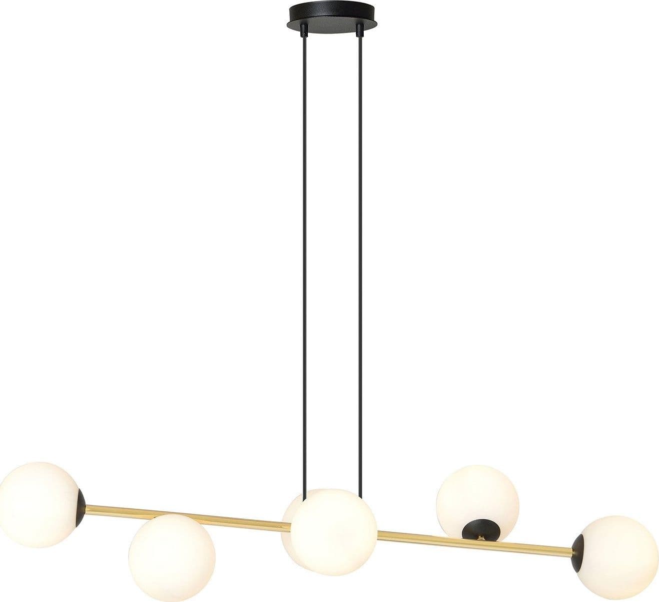 Sospensione Contemporanea Gravity 6 Luci In Acciaio Oro E Sfere In Vetro Bianco in Lampade a sospensione LuceArt - Montecorvino Pugliano, commercioVirtuoso.it