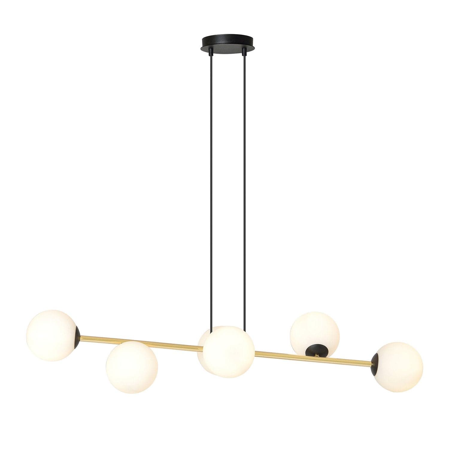 Sospensione Contemporanea Gravity 6 Luci In Acciaio Oro E Sfere In Vetro Bianco in Lampade a sospensione LuceArt - Montecorvino Pugliano, commercioVirtuoso.it