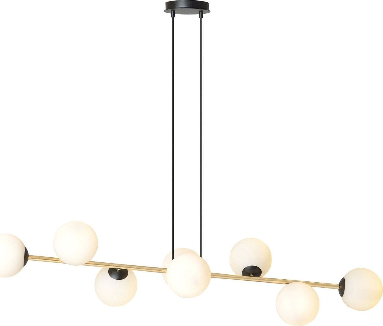 Sospensione Contemporanea Gravity 8 Luci In Acciaio Oro E Sfere In Vetro Bianco in Lampade a sospensione LuceArt - Montecorvino Pugliano, commercioVirtuoso.it