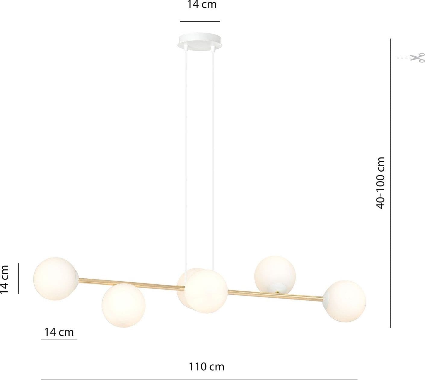 Sospensione Contemporanea Gravity 6 Luci In Acciaio Bianco E Oro E Vetro Bianco in Lampade a sospensione LuceArt - Montecorvino Pugliano, commercioVirtuoso.it