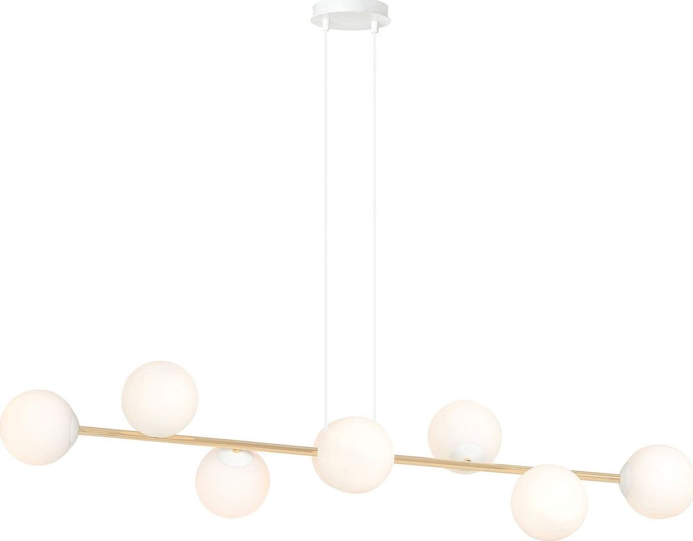 Sospensione Contemporanea Gravity 8 Luci In Acciaio Bianco E Oro E Vetro Bianco in Lampade a sospensione LuceArt - Montecorvino Pugliano, commercioVirtuoso.it