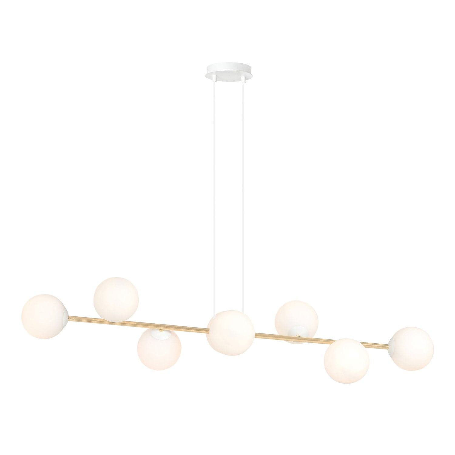Sospensione Contemporanea Gravity 8 Luci In Acciaio Bianco E Oro E Vetro Bianco in Lampade a sospensione LuceArt - Montecorvino Pugliano, commercioVirtuoso.it