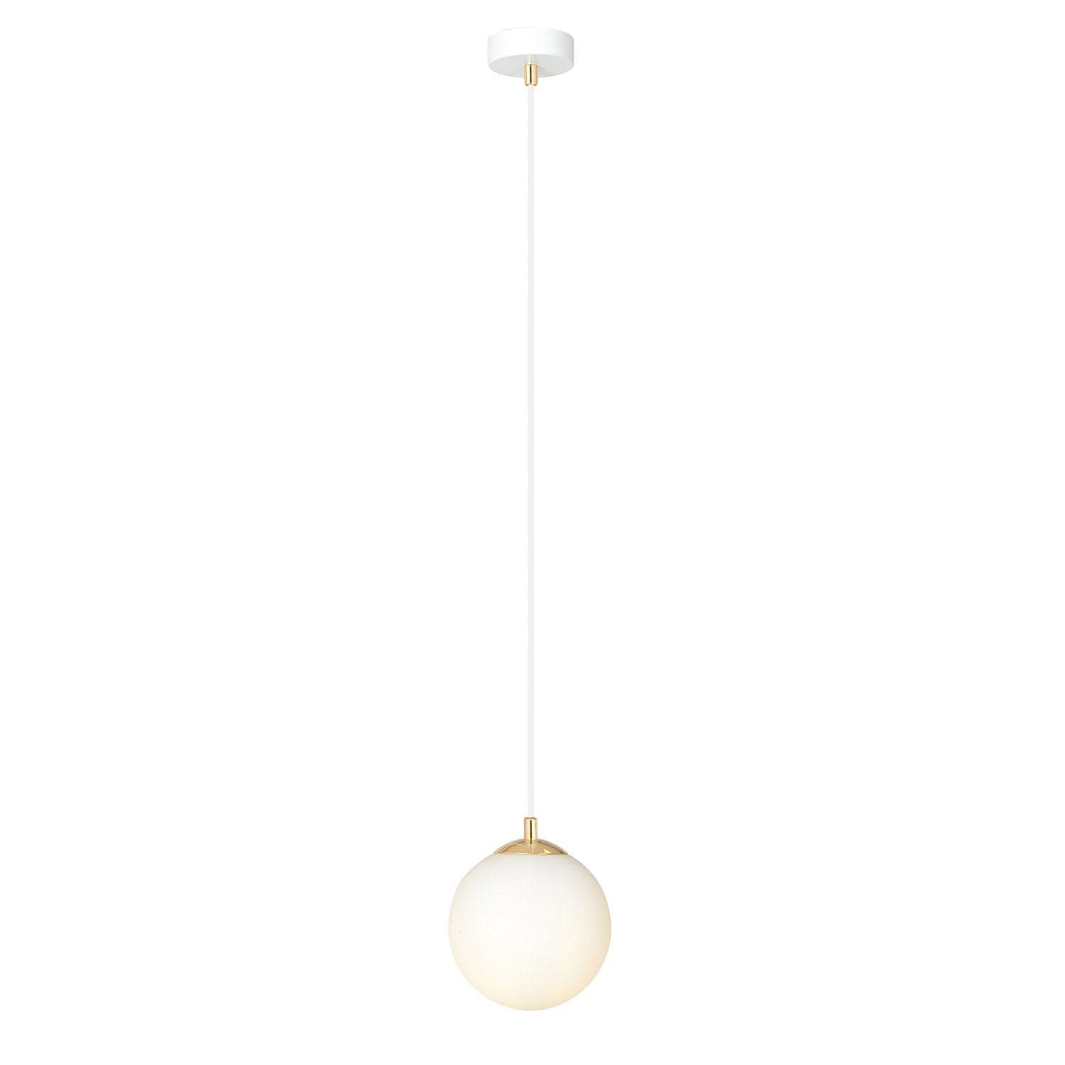 Sospensione Contemporanea Royal 1 Luce In Acciaio Bianco Sfera Vetro Bianco in Lampade a sospensione LuceArt - Montecorvino Pugliano, commercioVirtuoso.it