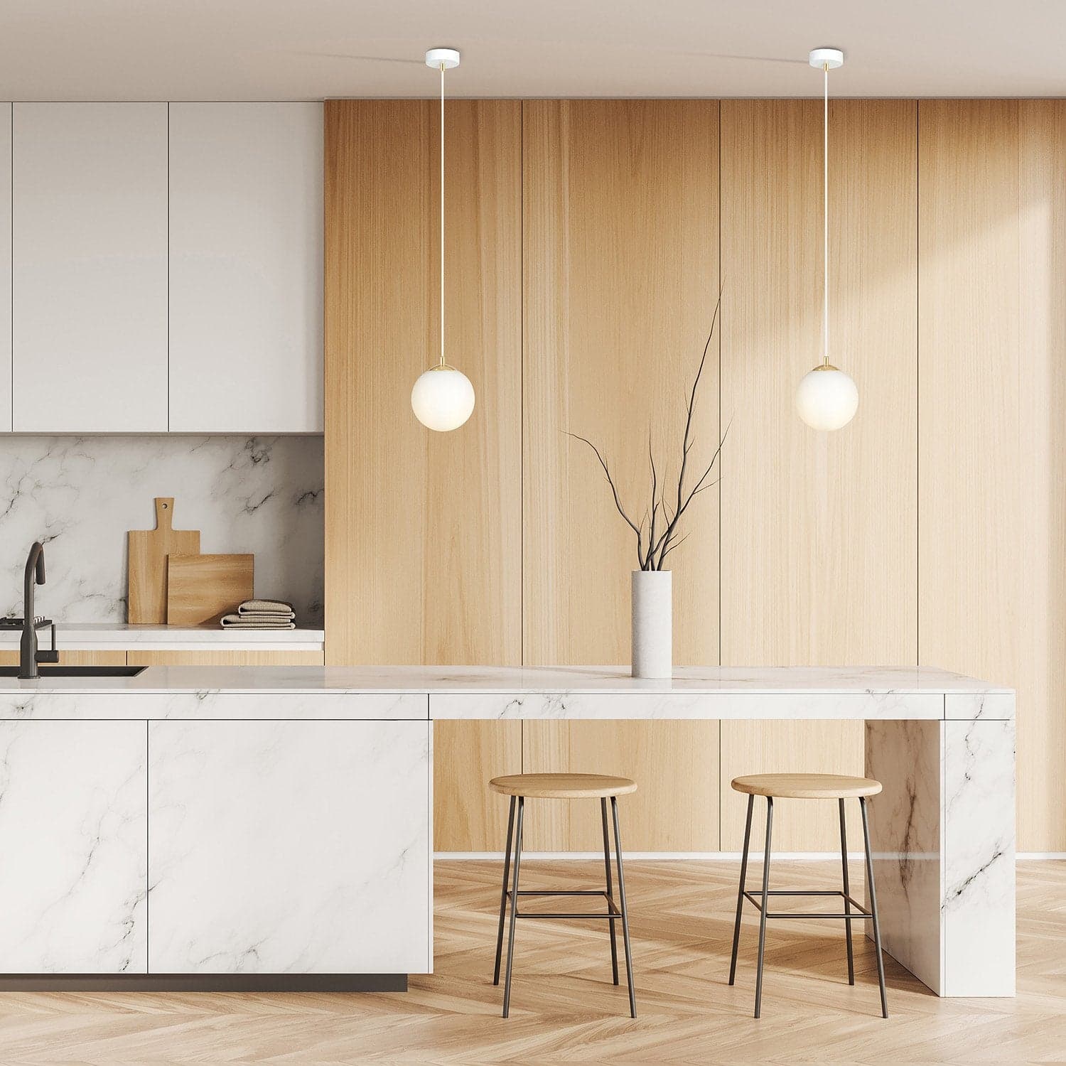 Sospensione Contemporanea Royal 1 Luce In Acciaio Bianco Sfera Vetro Bianco in Lampade a sospensione LuceArt - Montecorvino Pugliano, commercioVirtuoso.it