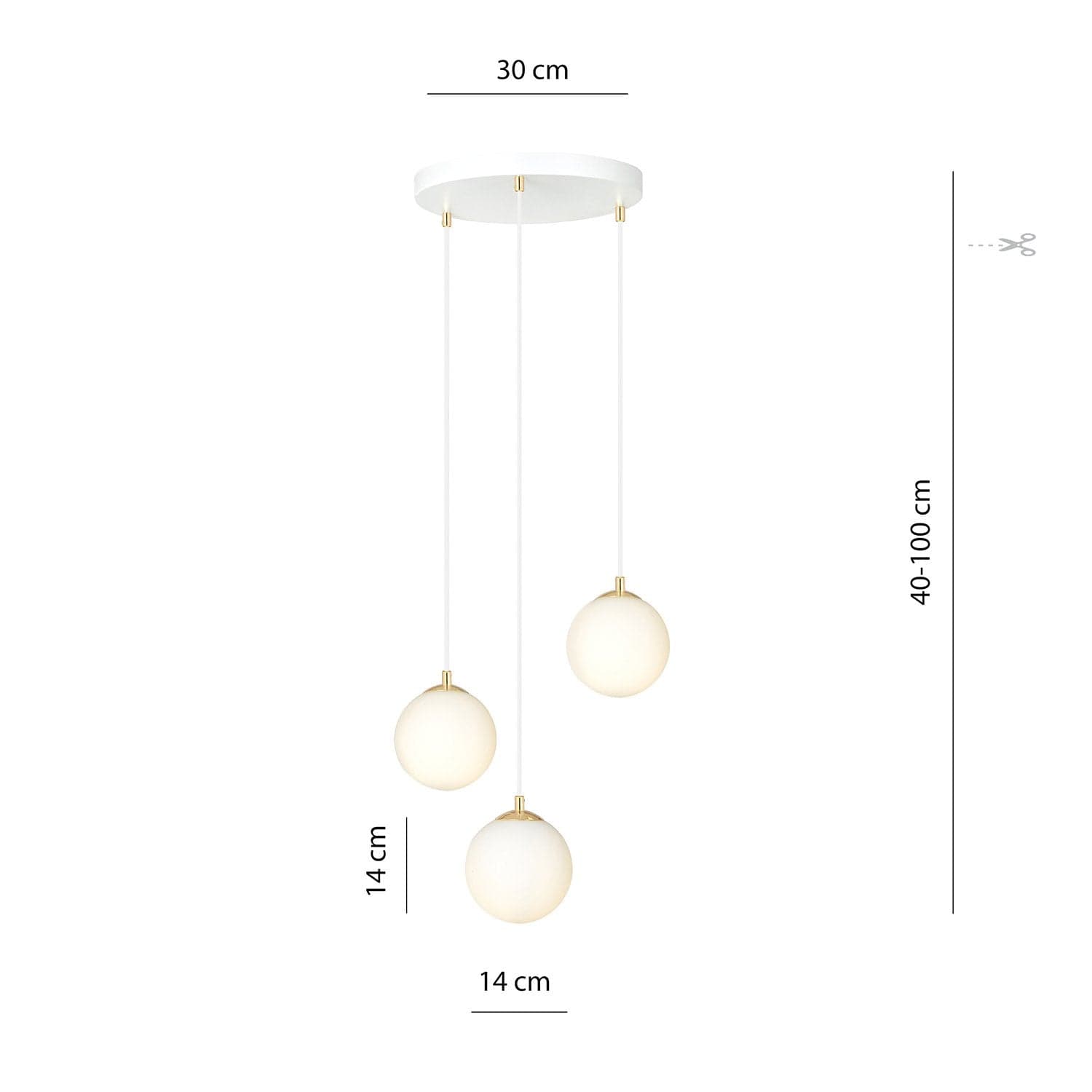 Sospensione Contemporanea Royal 3 Luci In Acciaio Bianco Sfera Vetro Bianco in Lampade a sospensione LuceArt - Montecorvino Pugliano, commercioVirtuoso.it