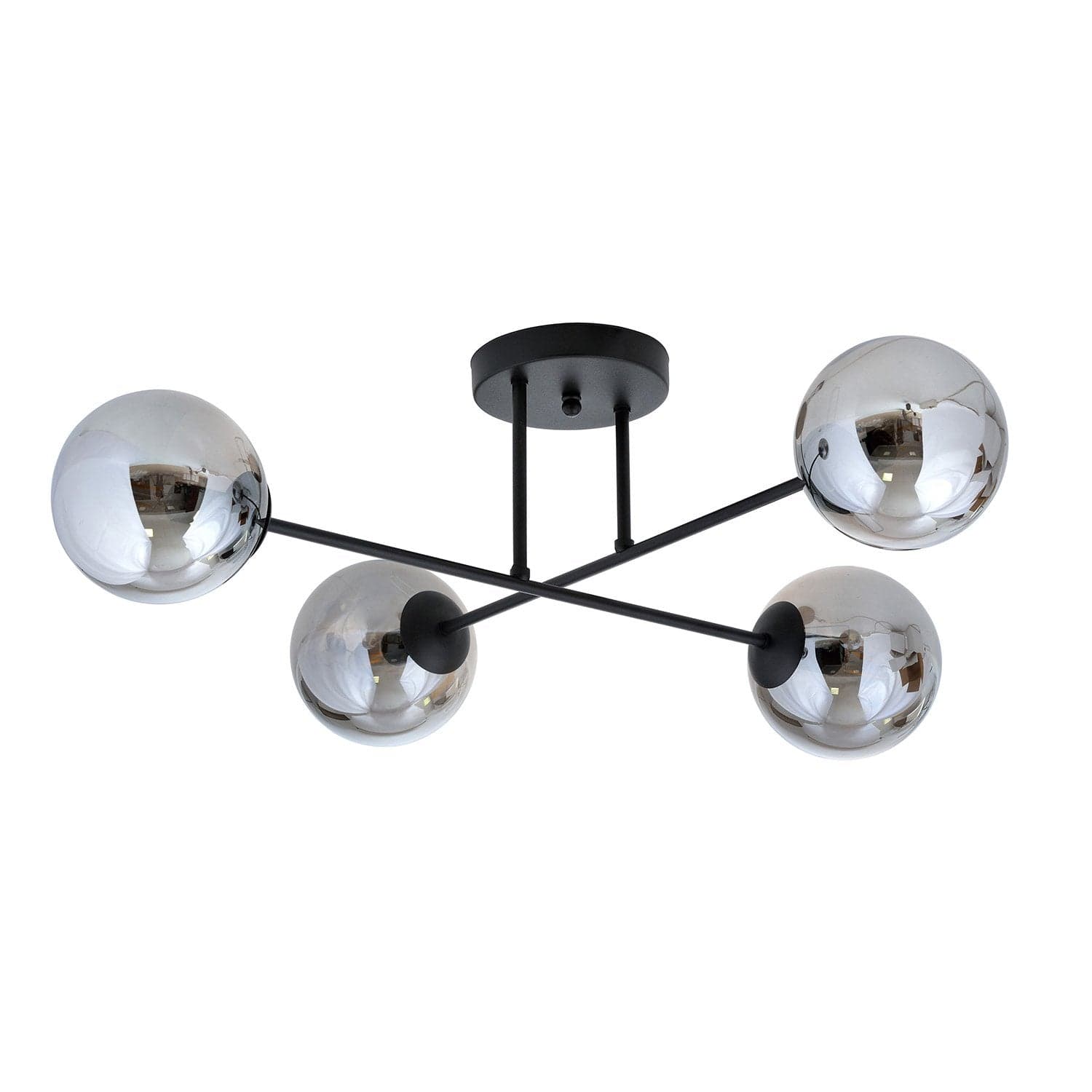 Plafoniera Moderna Roma 4 Luci In Acciao Nero E Sfere In Vetro Fumè in Lampade a sospensione LuceArt - Montecorvino Pugliano, commercioVirtuoso.it