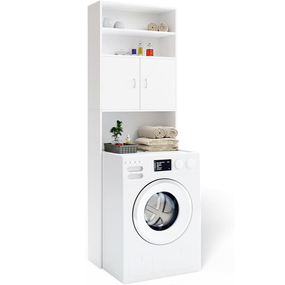 Mobile per Lavatrice da Bagno con Armadio e Ripiani, Legno MDF Bianco 63x20H185 in Mobili a terra Danyx - Casoria, commercioVirtuoso.it