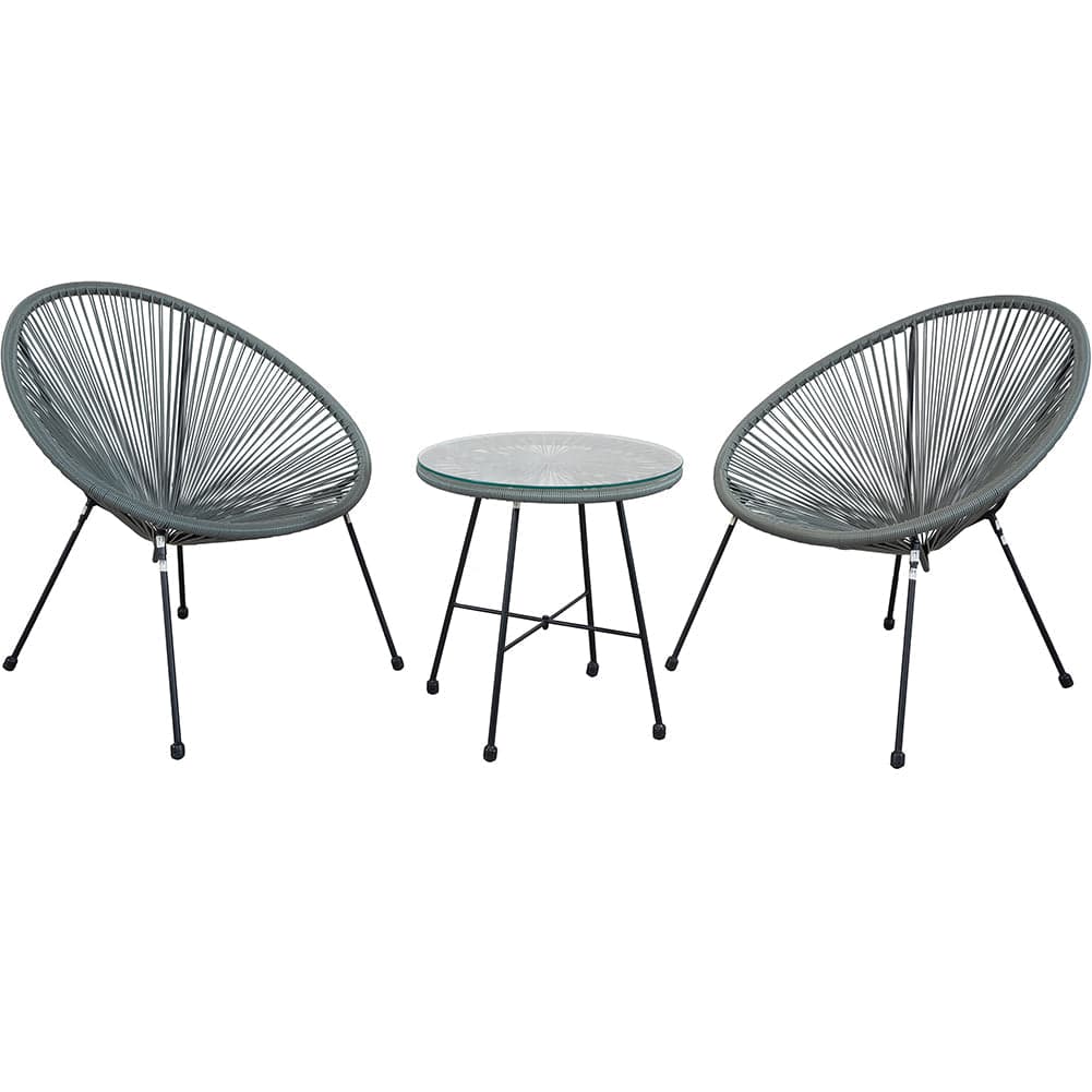 Set Patio in Polyrattan con 2Sedie Tavolino per Giardino Esterno Moderno e Confortevole in Set di mobili Danyx - Casoria, commercioVirtuoso.it