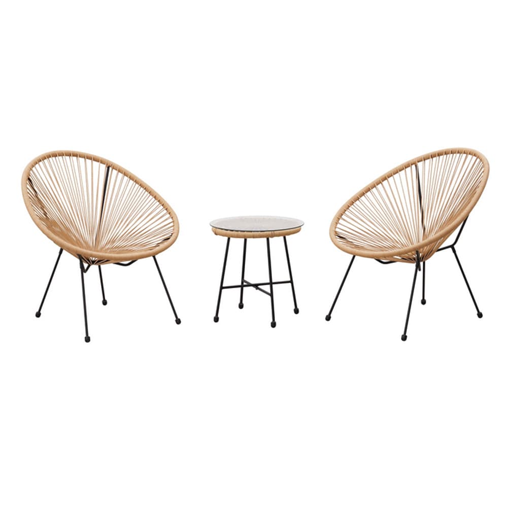 Set Patio in Polyrattan con 2Sedie Tavolino per Giardino Interno Esterno Moderno in Divanetti Danyx - Casoria, commercioVirtuoso.it