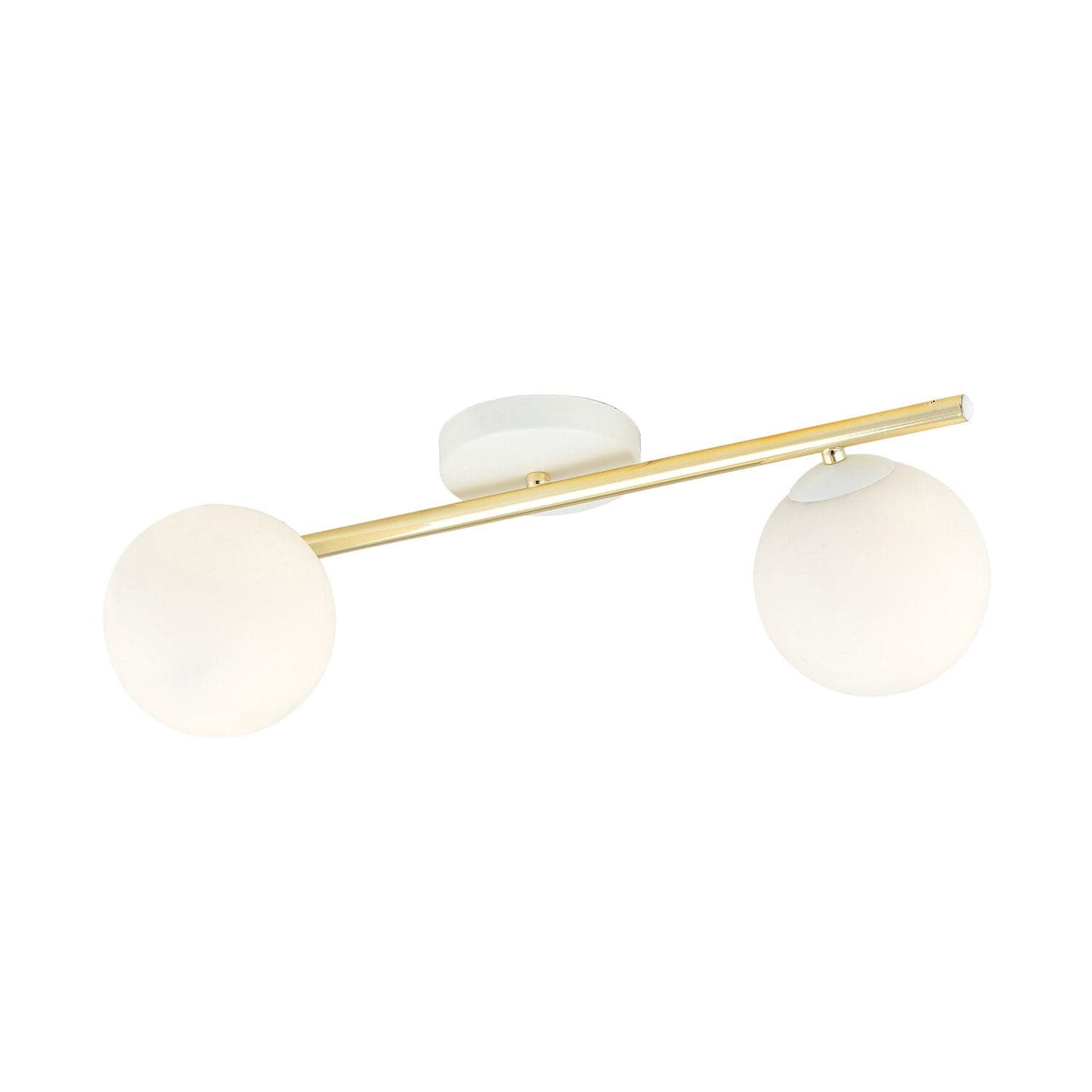 Plafoniera Contemporanea 2 Luci Splendi In Acciaio Oro E Sfere Vetro Bianco in Lampadari LuceArt - Montecorvino Pugliano, commercioVirtuoso.it